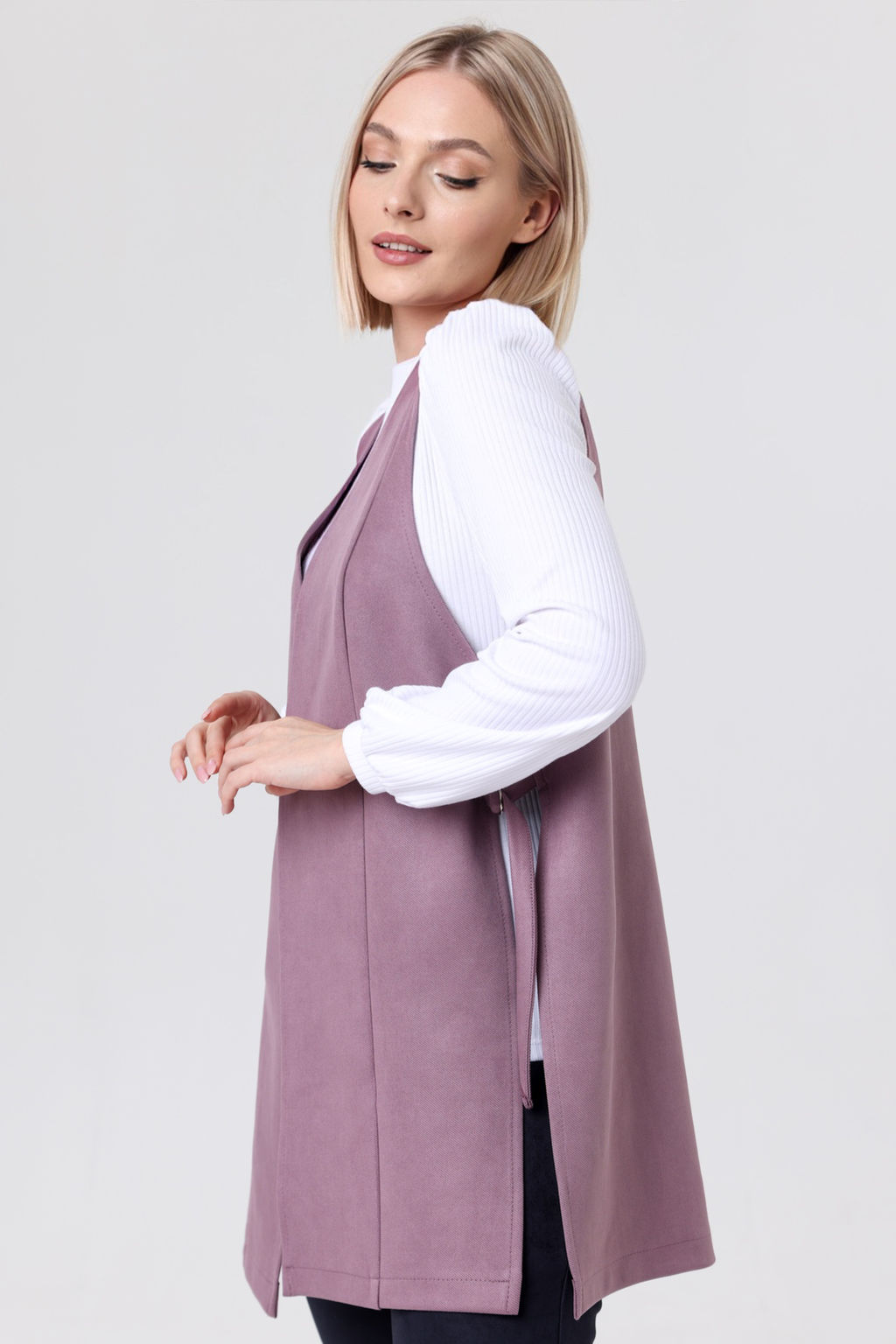 Жилет эко-замша 4241/02/Пыльно-голубой - Rise фото 10