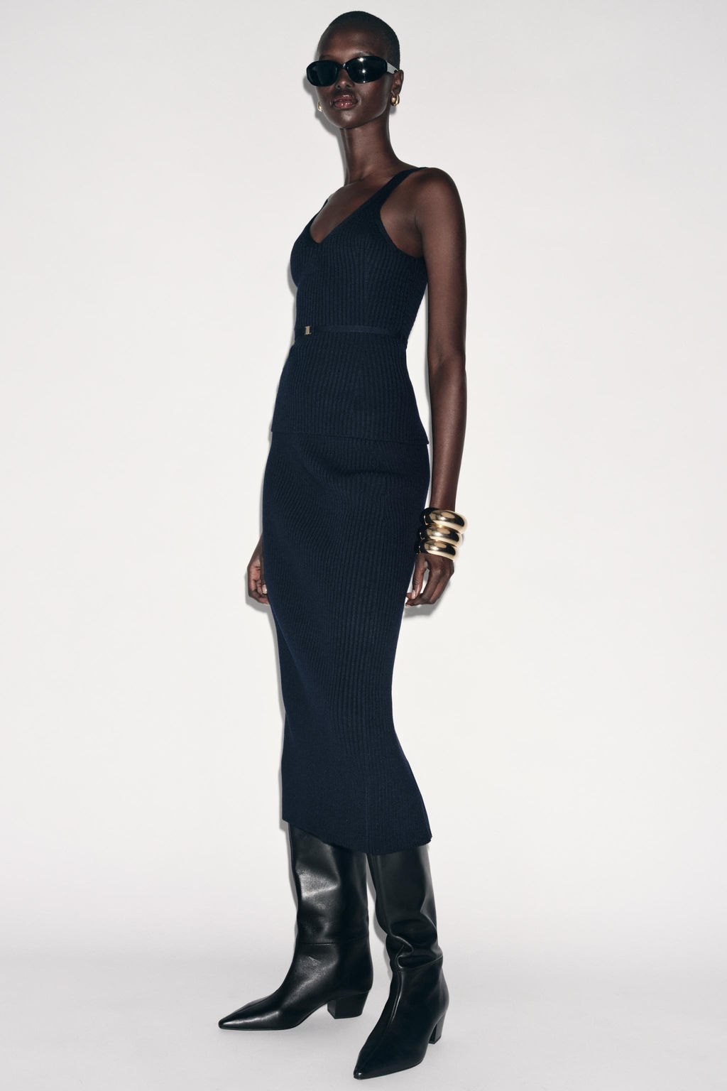 RIB KNIT MIDI SKIRT