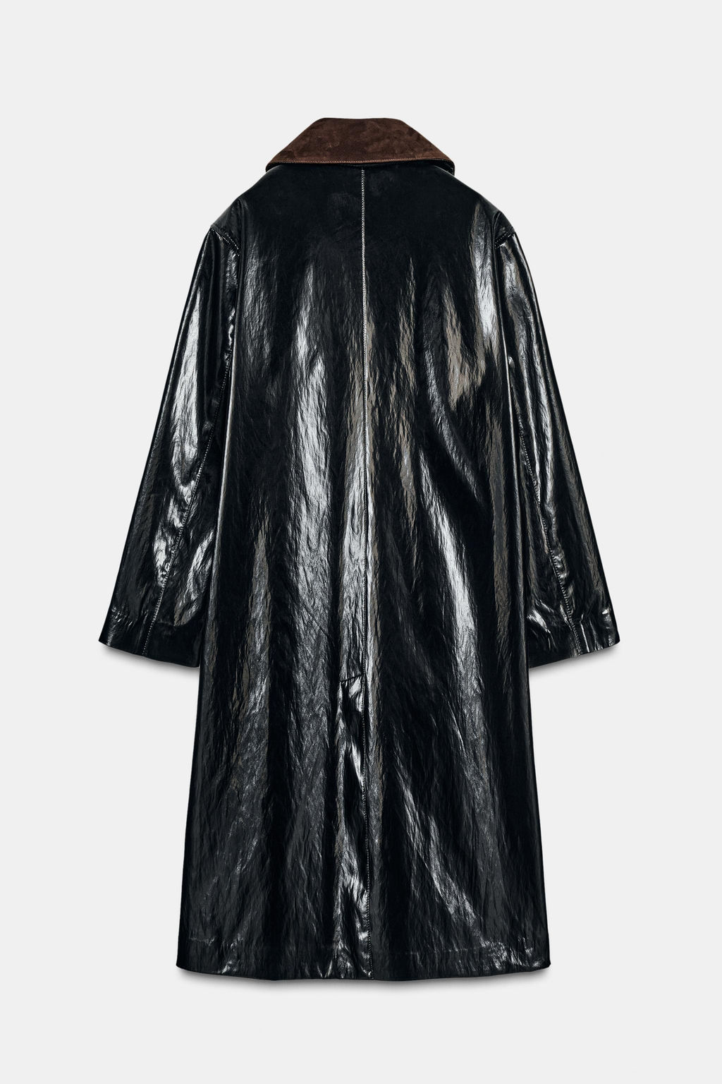 ZW COLLECTION LIMITED EDITION SHINY TRENCH COAT WITH CONTRAST COLLAR
