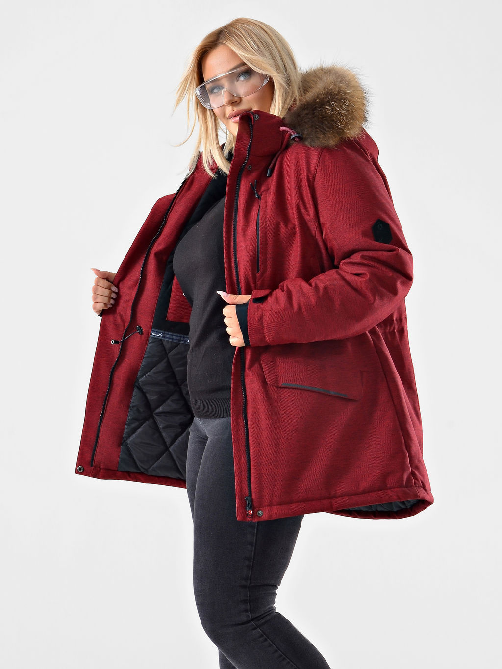 Женская городская парка / куртка Azimuth В 221/21864-1_77 Бордовый (БР)  фото 18