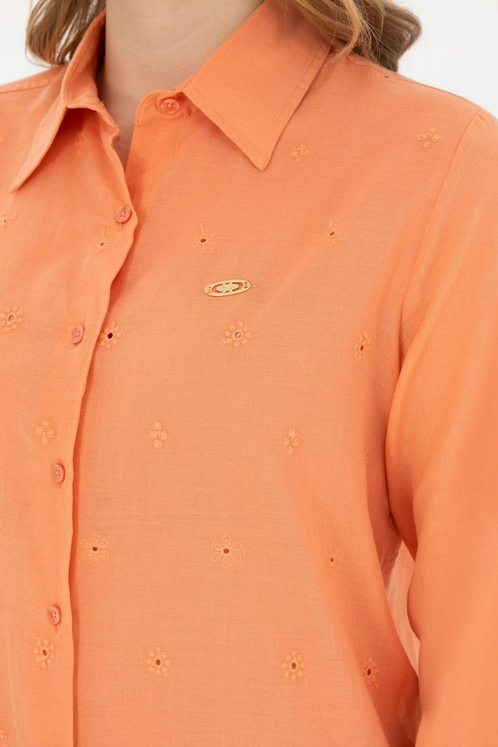 Женская рубашка лососевого цвета с длинным рукавом Неожиданная скидка в корзине - U.s. polo assn фото 7