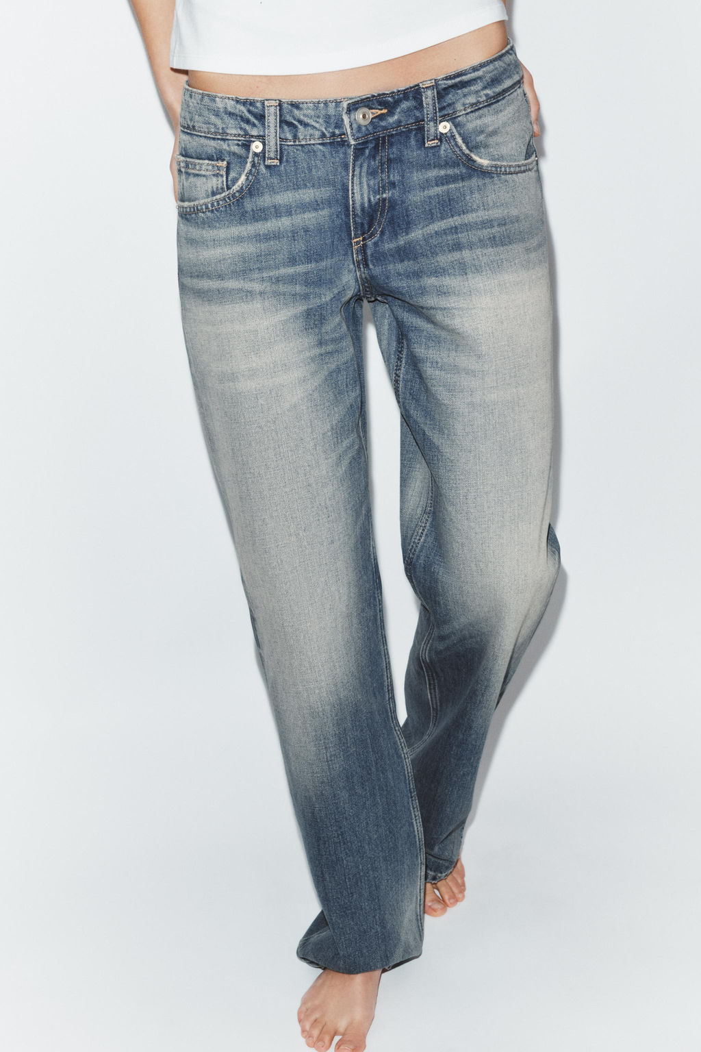 JEANS TRF WIDE LEG TIRO BAJO / Azul medio - Zara фото 3