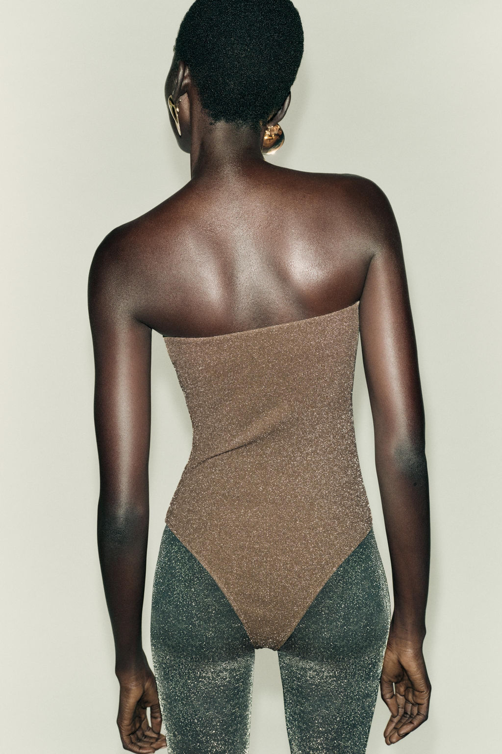 METALLIC THREAD BANDEAU BODYSUIT - Zara фото 4