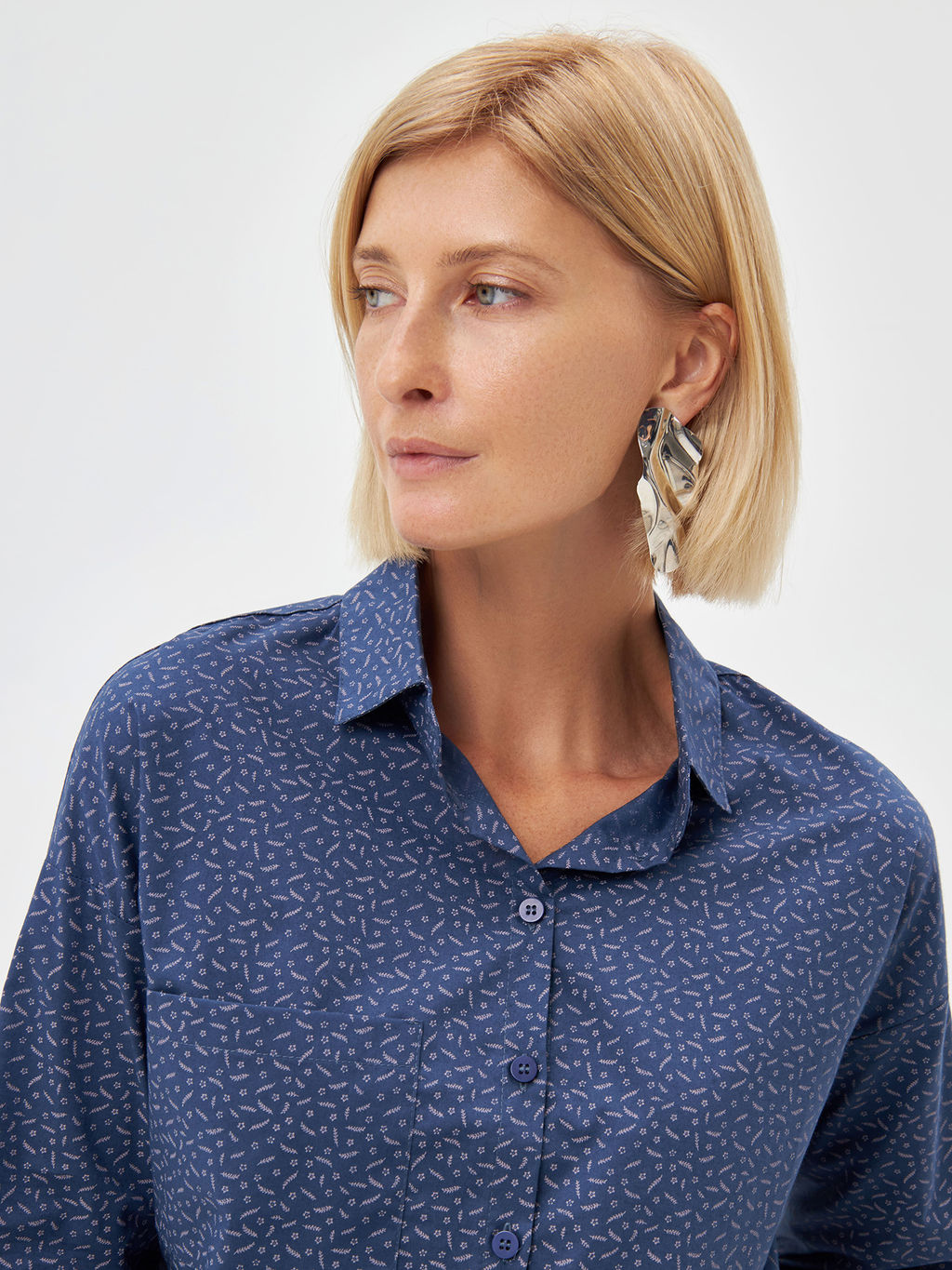 Блузка женская дл. рук. KATHARINA KROSS KK-B-0004V-синий.принт  фото 2