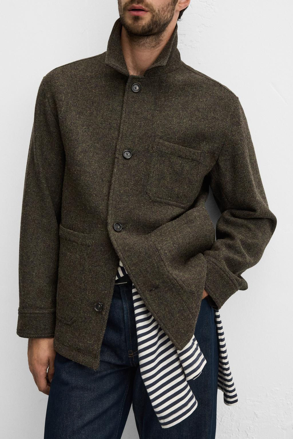 WOOL OVERSHIRT WITH POCKETS - Zara фото 5
