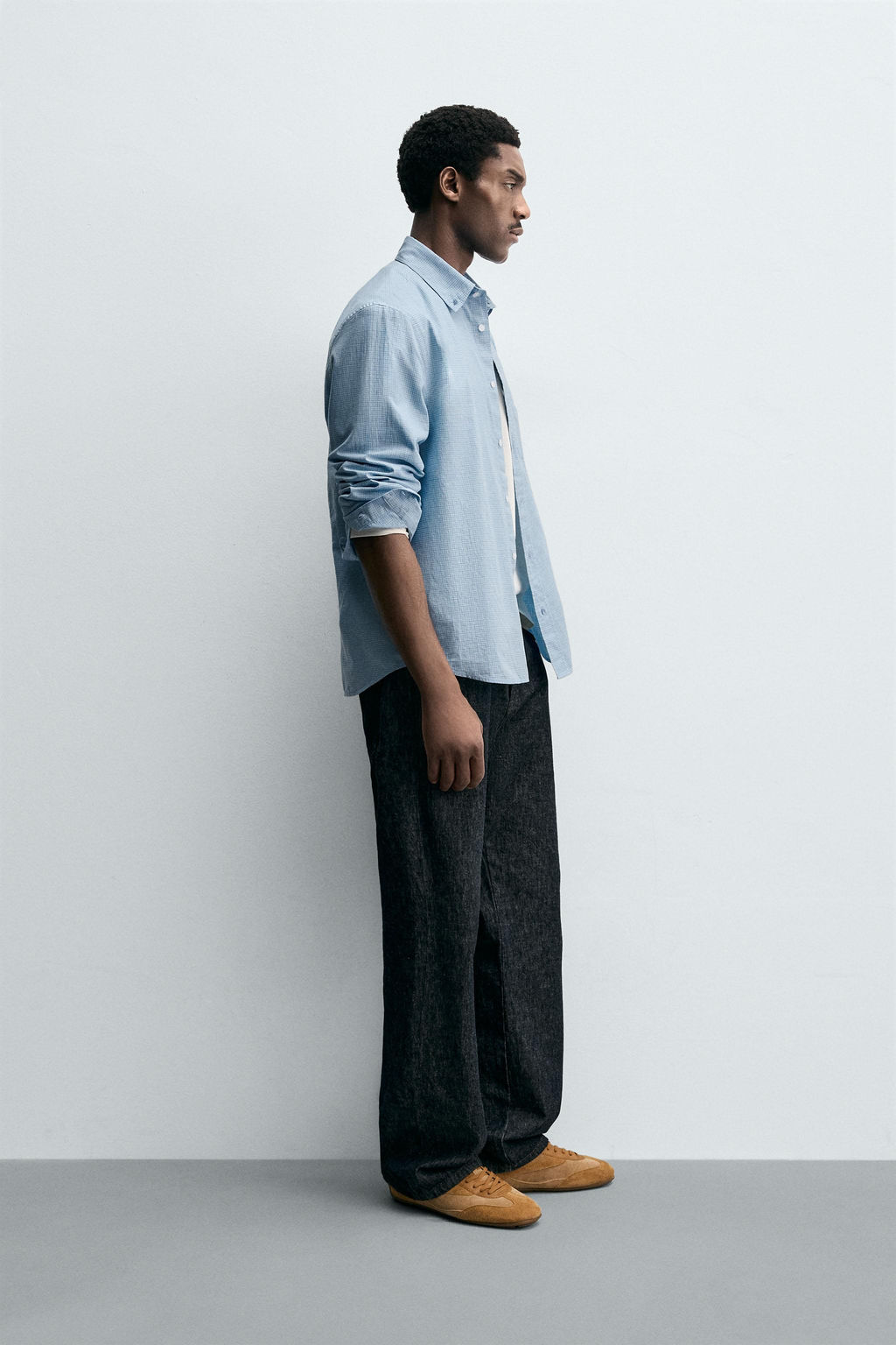 CAMISA ALGOD?N SOFT / Azul claro - Zara фото 4