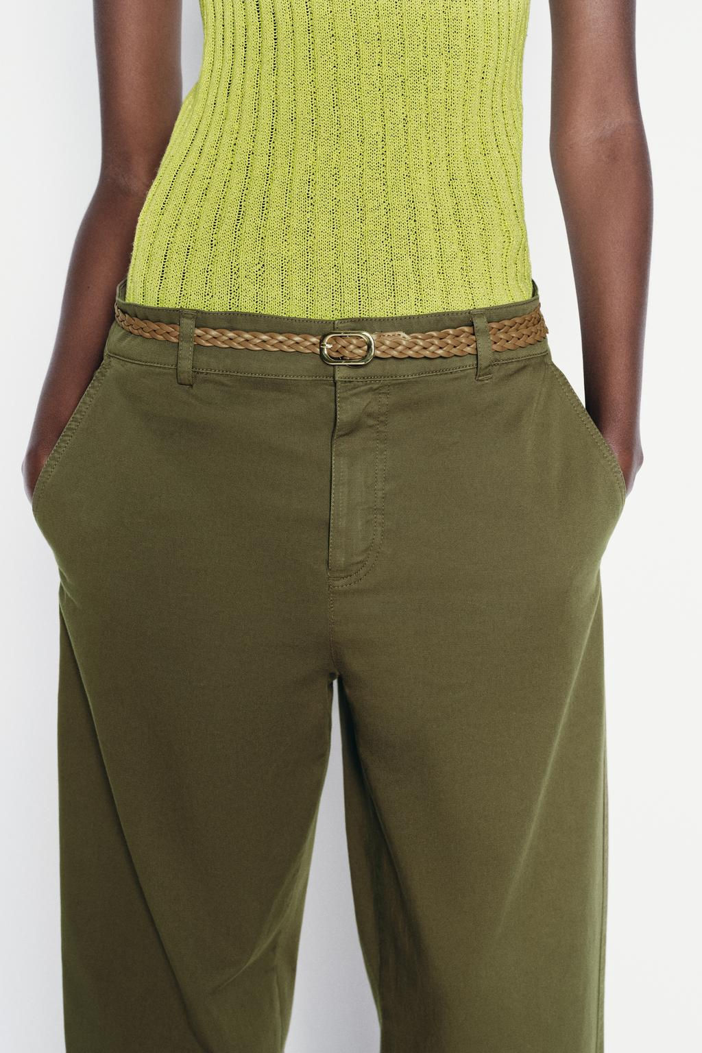 CHINO TROUSERS WITH BRAIDED BELT - Zara фото 25