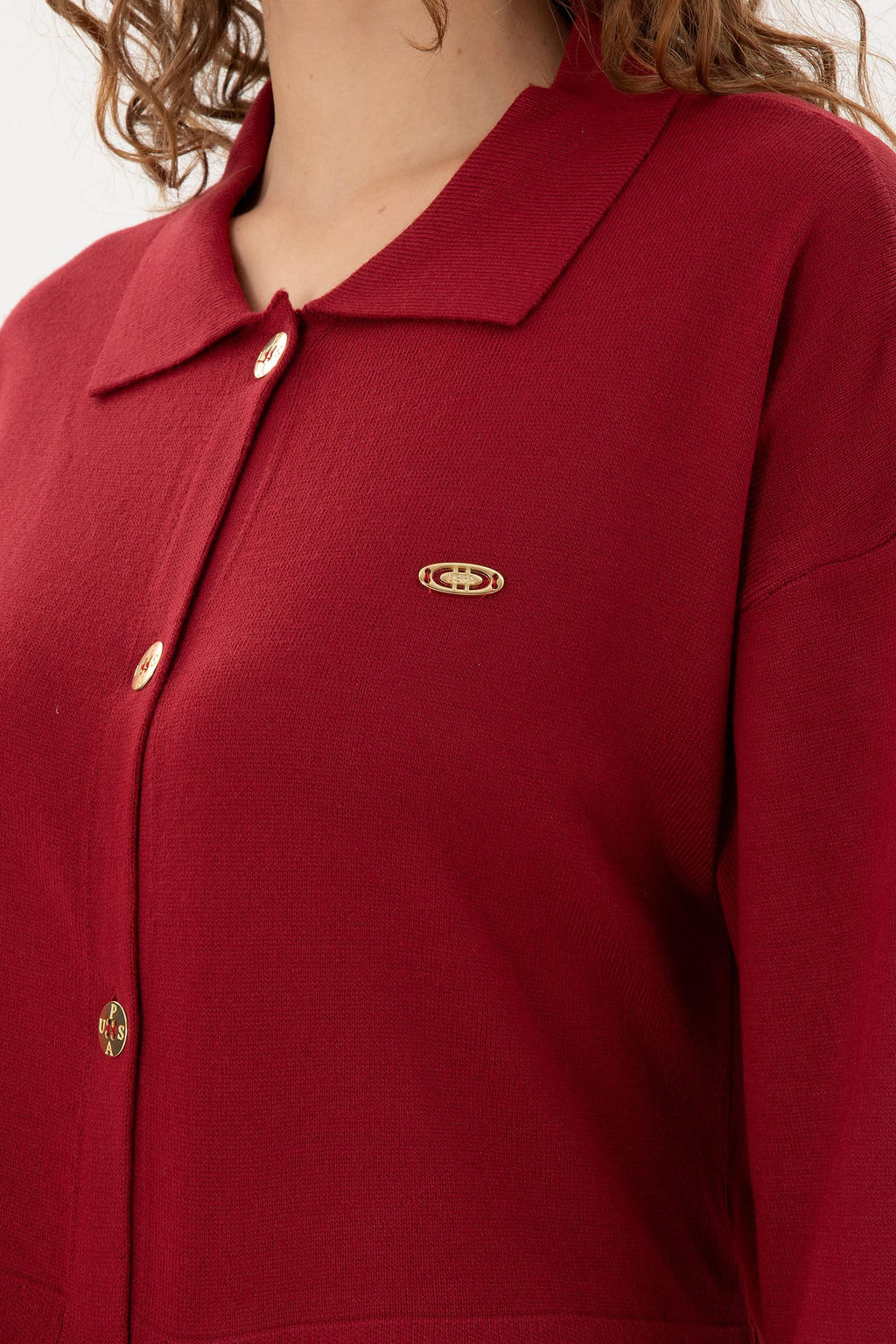 Женский трикотажный кардиган вишневого цвета Неожиданная скидка в корзине - U.s. polo assn фото 7
