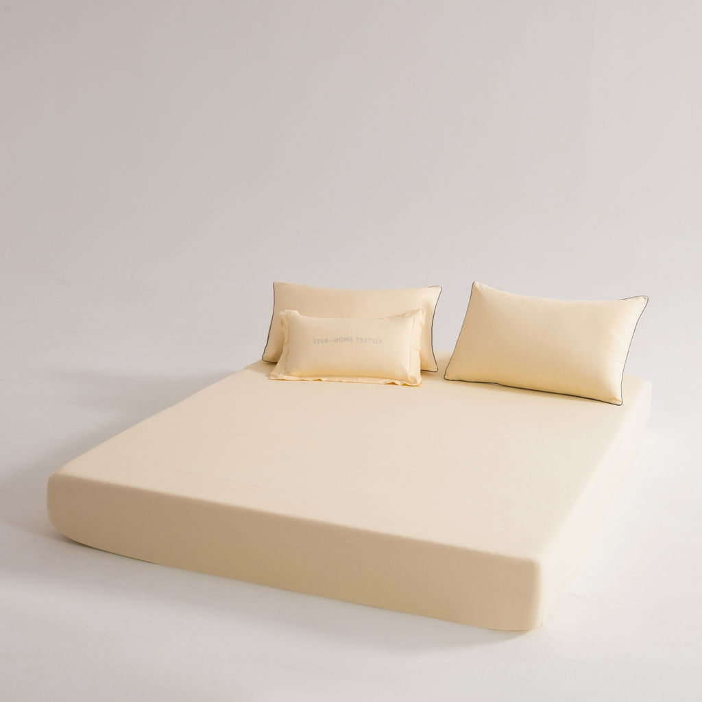 Комплект постельного белья Однотонный Сатин Элитный на резинке OCER010 180*200*30;160*200*30;140*200*30 Дуэт Семейный 4 Наволочки