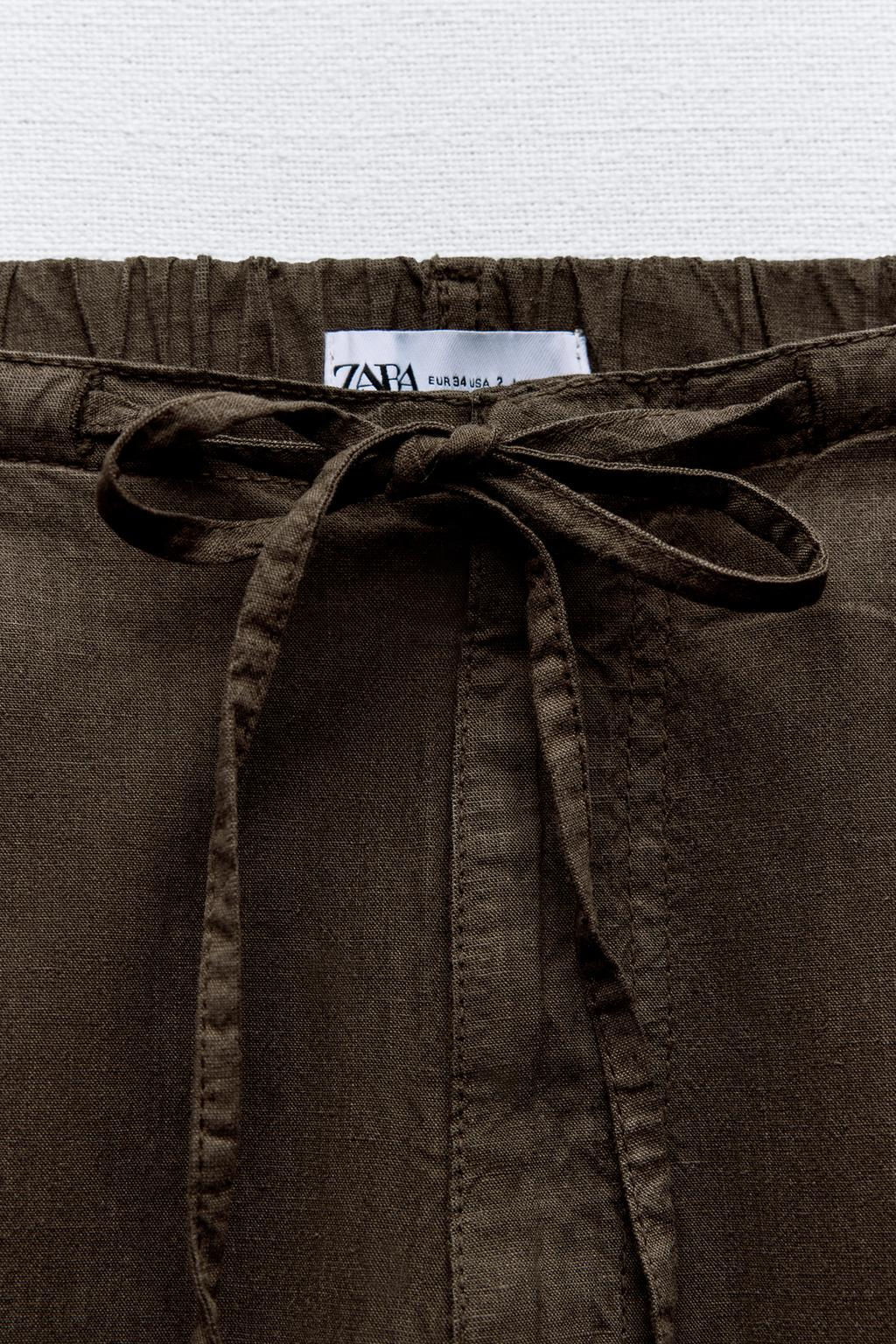 FLOWING DENIM-EFFECT TROUSERS - Zara фото 8