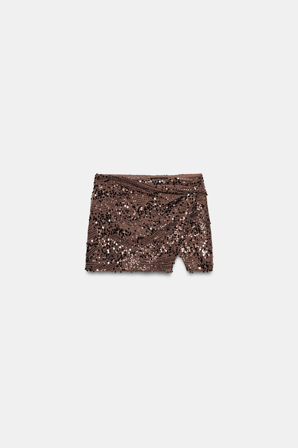 FALDA PANTAL?N MINI LENTEJUELAS NUDO / Marr?n - Zara фото 7