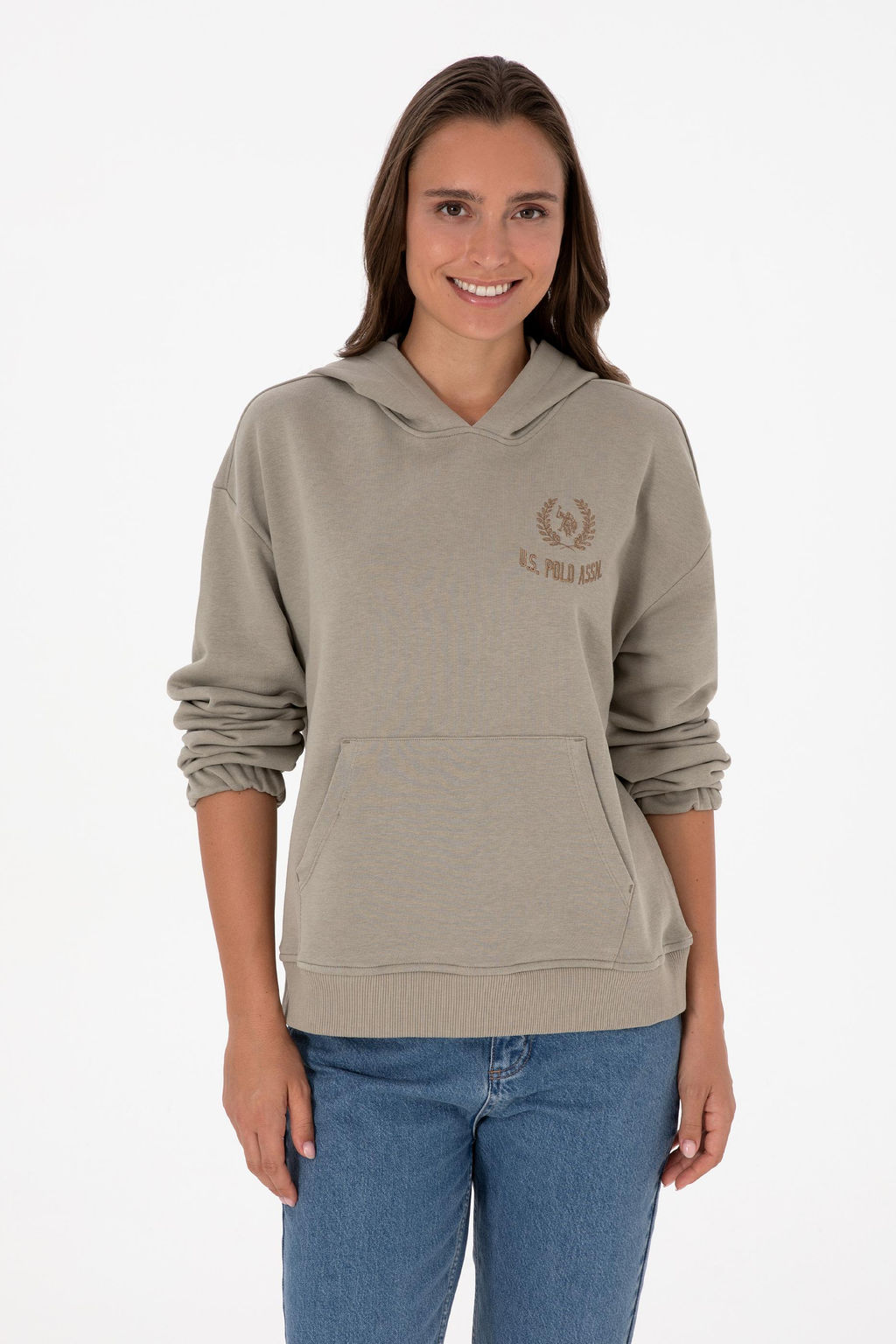 Kad_n A__k Haki Sweatshirt Sepette S_rpriz _ndirim - U.s. polo assn фото 3