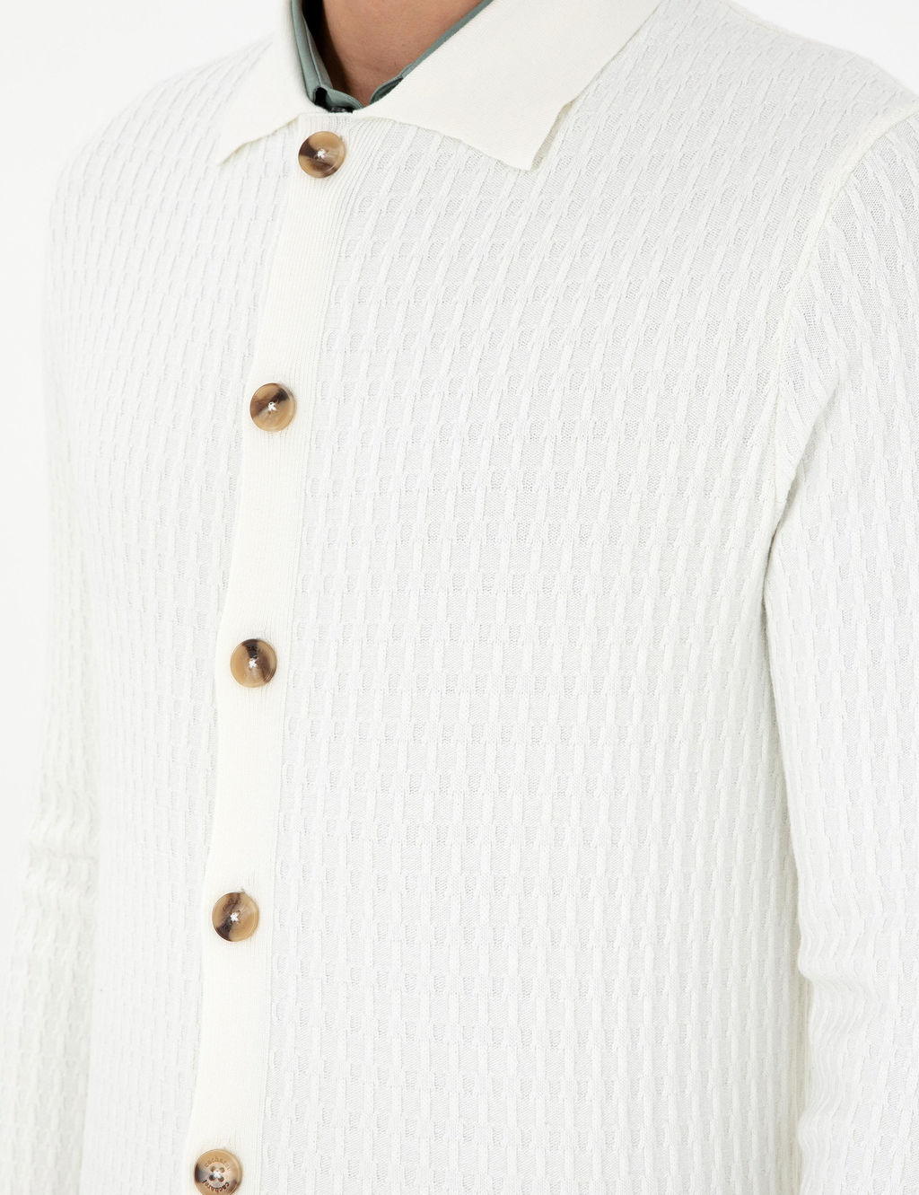 Трикотажный кардиган стандартного кроя цвета экрю - Cacharel фото 7