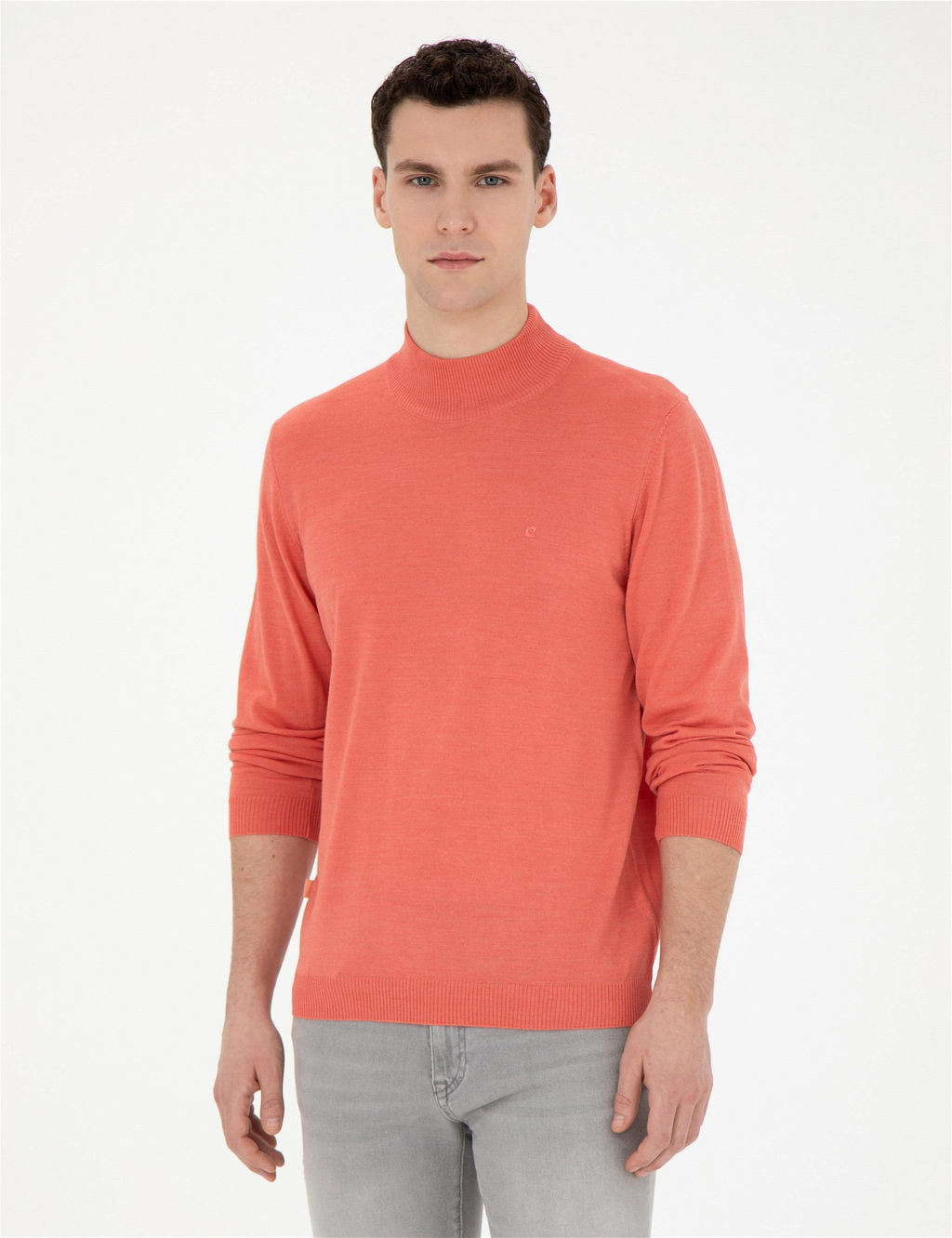 Somon Slim Fit Yar_m Bal_k__ Yaka Y_n Kar___ml_ Basic Triko Kazak