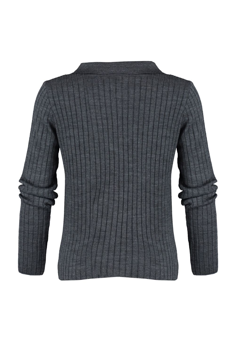 Antrasit Couple Kol Ucu Detayl? Polo Yaka Triko Kazak TWOAW21KZ1113