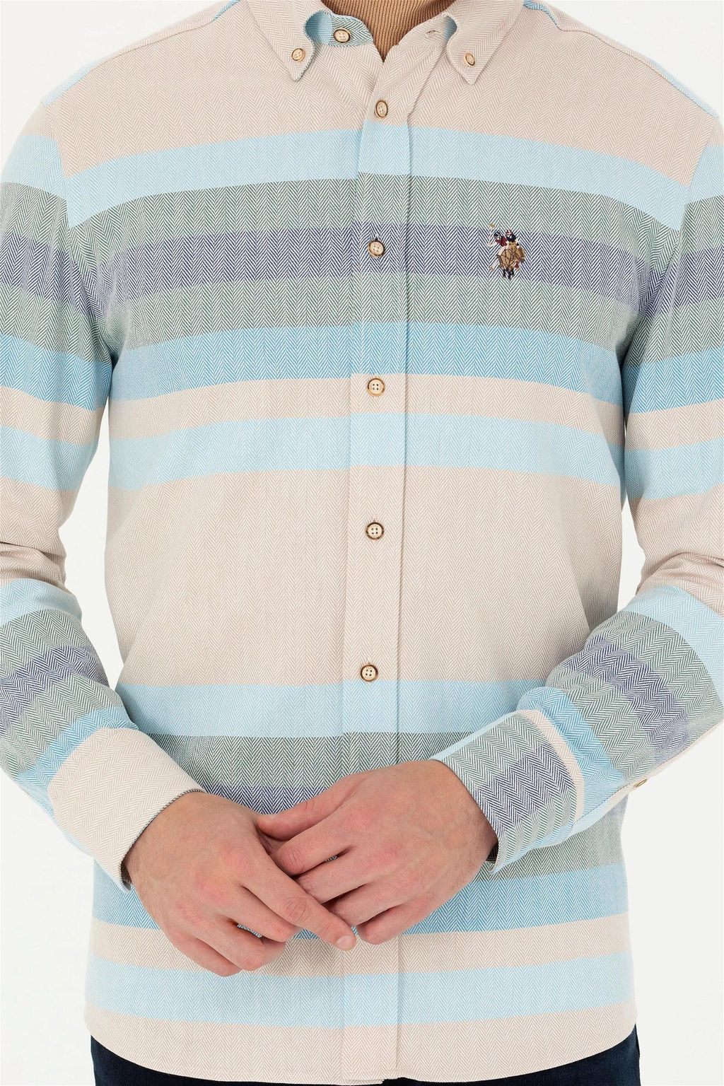 U. S. Polo Assn Мужская синяя рубашка с длинным рукавом - U.s. polo assn фото 13