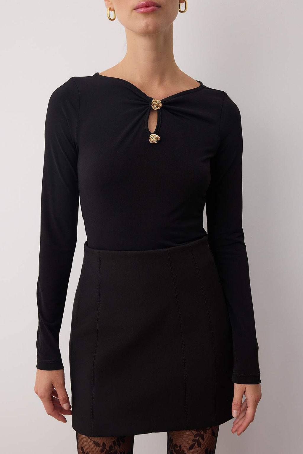 Siyah Gold Aksesuar Detayl? Kay?k Yaka Orme Body TPRAW26BD00014 - Trendyolmilla фото 3