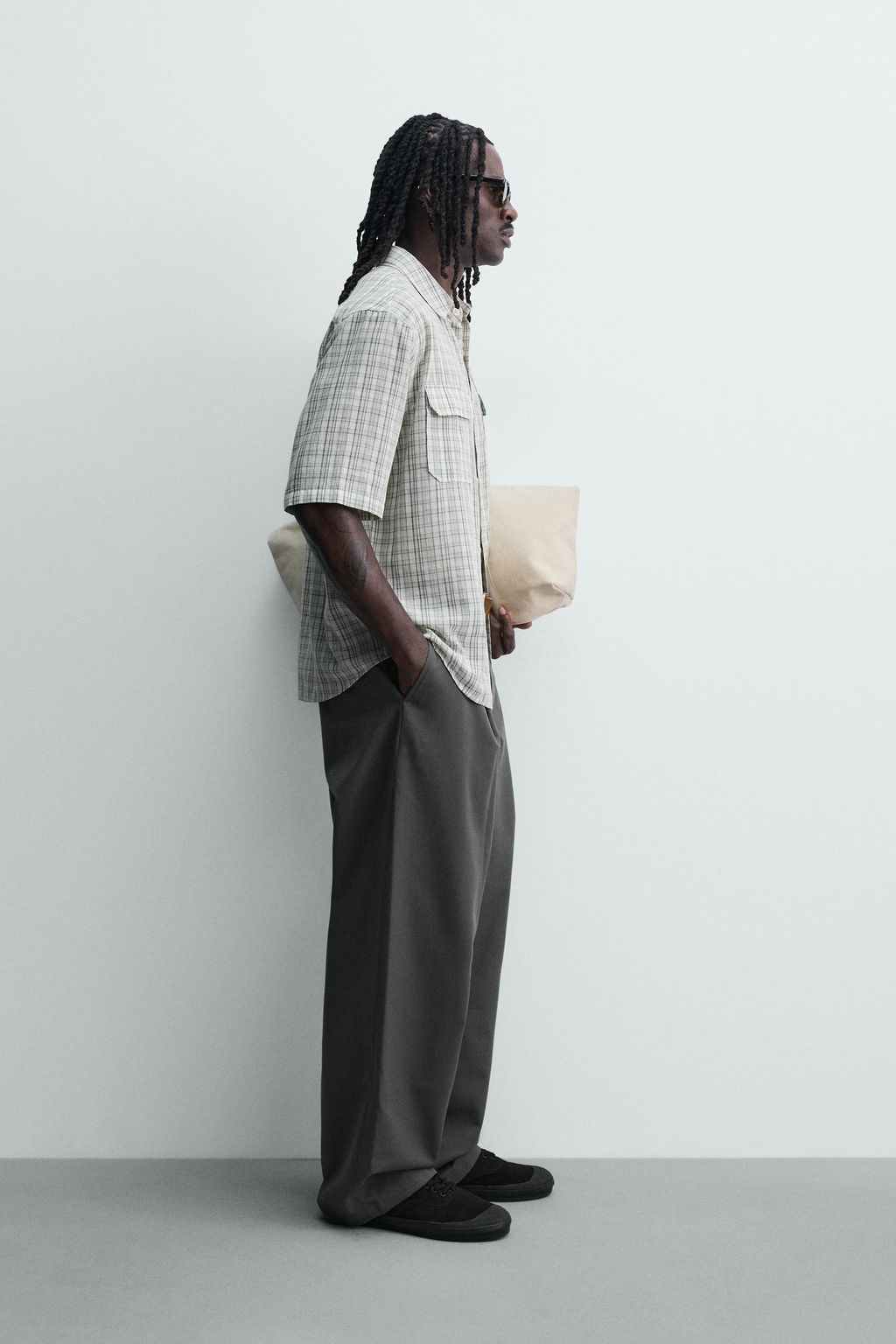 CAMISA RELAXED FIT CUADROS / verde lavado