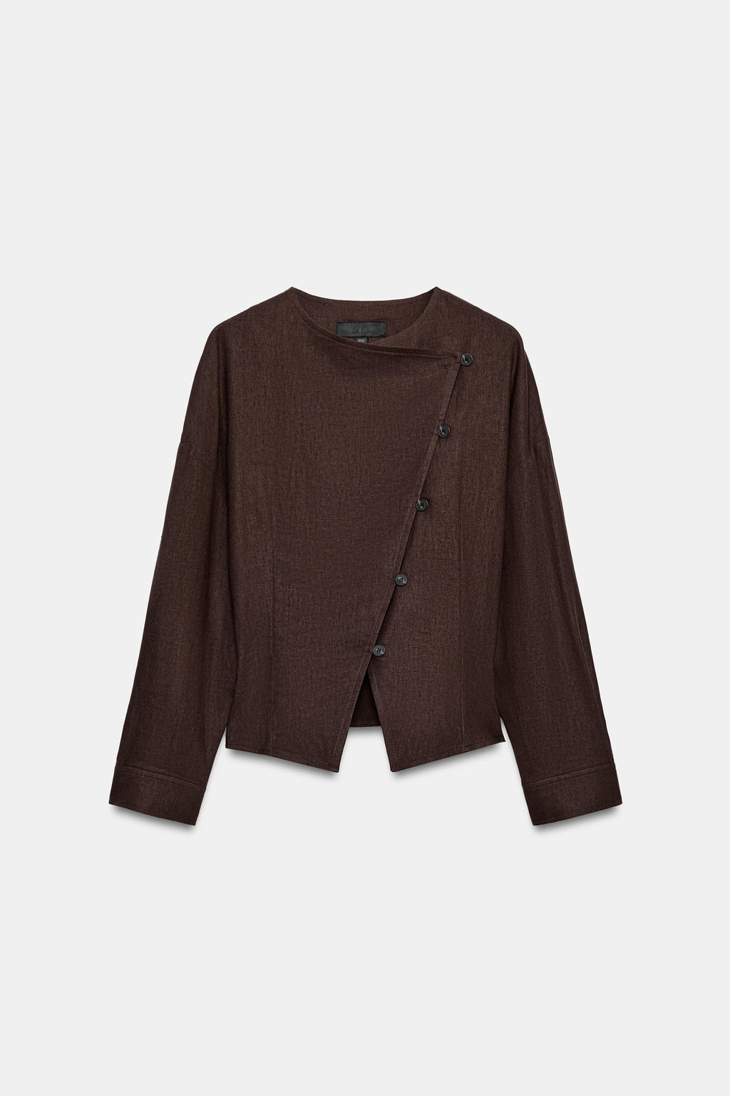 CHAQUETA CRUZADA CON LINO / Marr?n chocolate - Zara фото 4