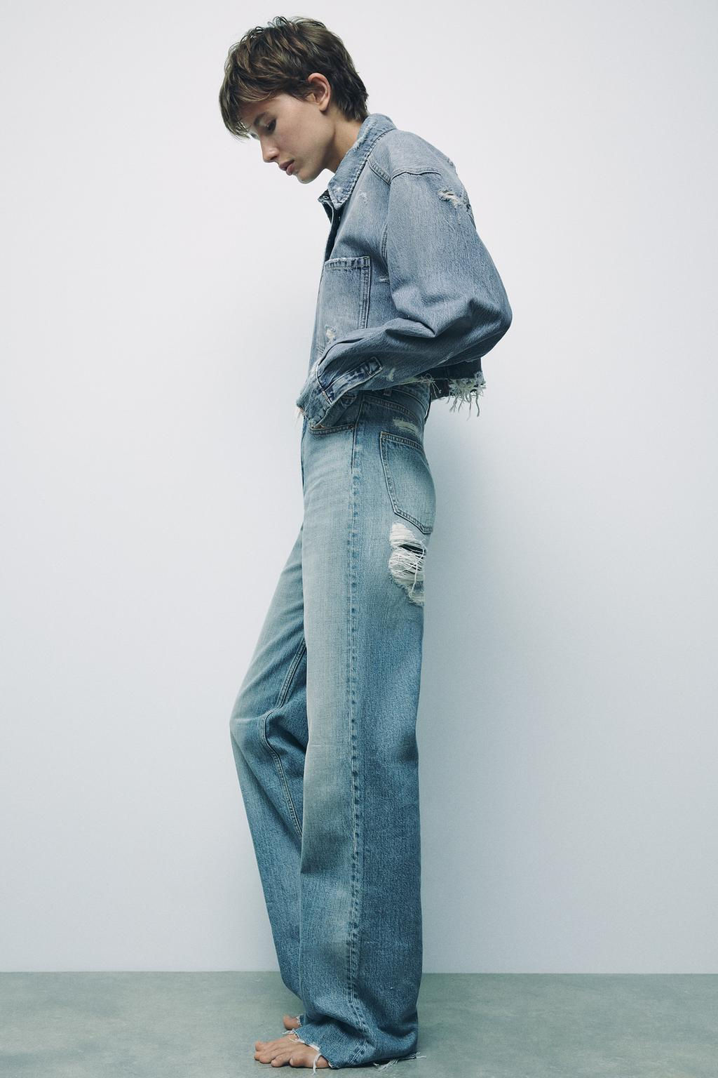 TRF WIDE-LEG HIGH-WAIST FULL LENGTH JEANS - Zara фото 3