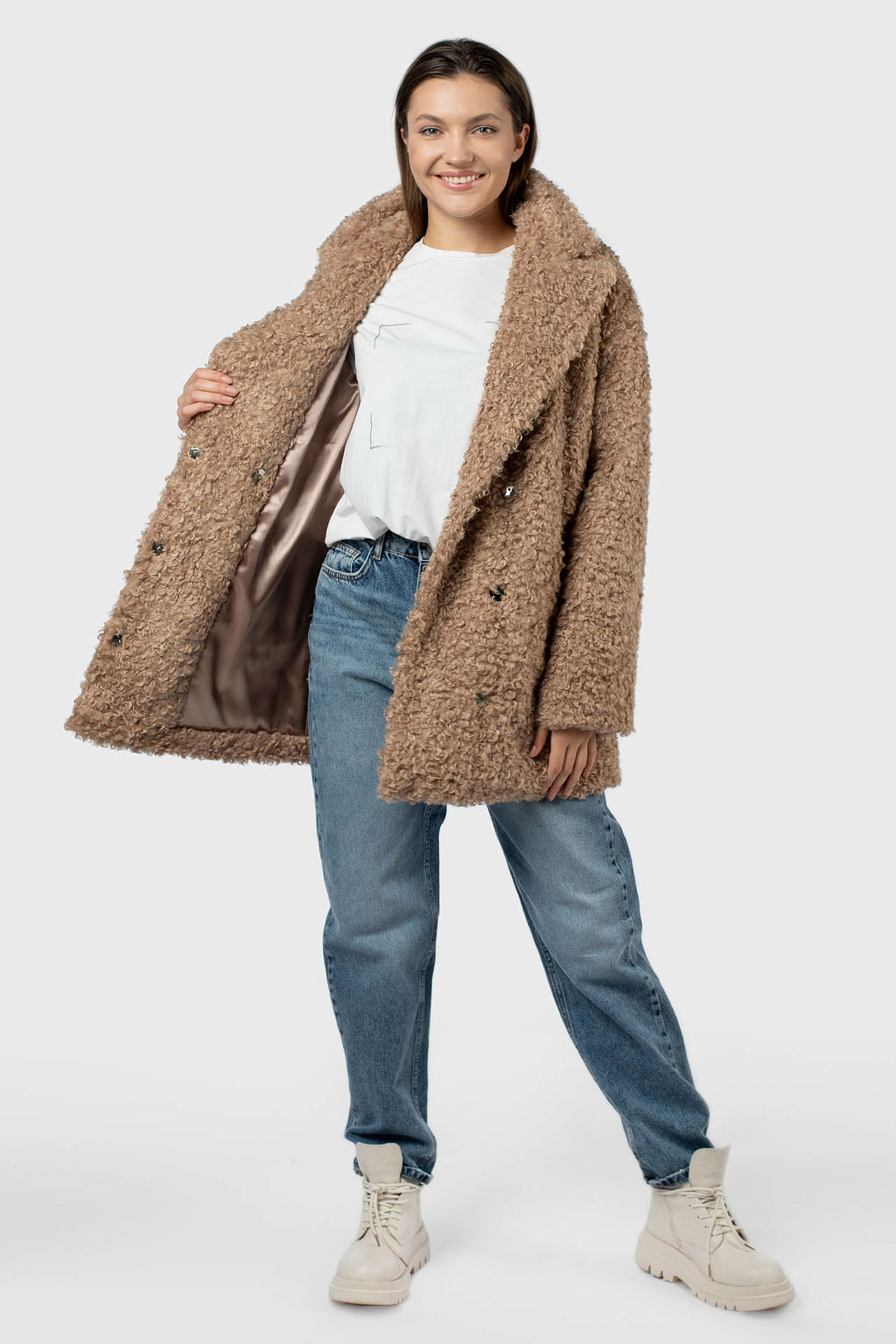 02-3160 Пальто женское утепленное (пояс) - El podio фото 3