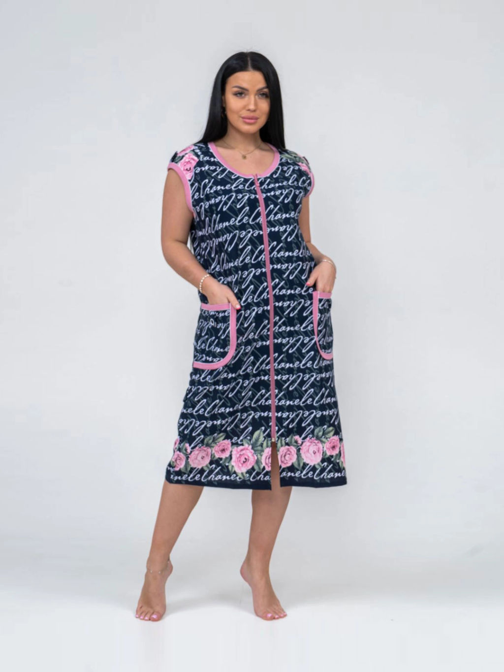 Халат женский , цвет белый розовый зеленый