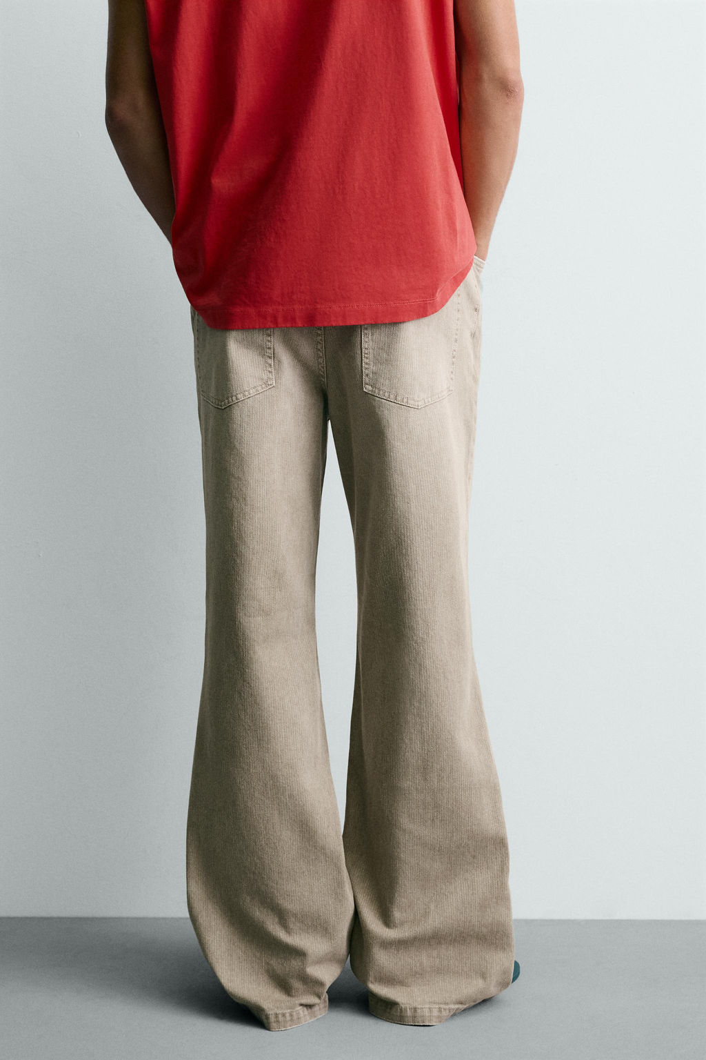 PANTAL?N FLARE FIT ESTRUCTURA ALGOD?N / Beige - Zara фото 3