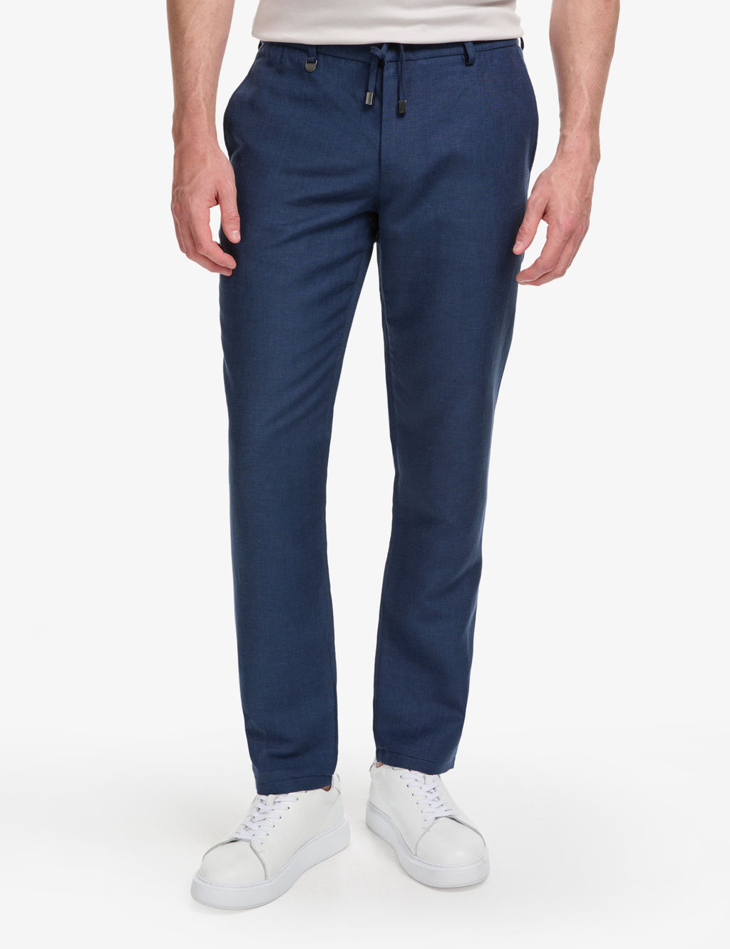 Lacivert Slim Fit Keten Kar___ml_ Pantolon