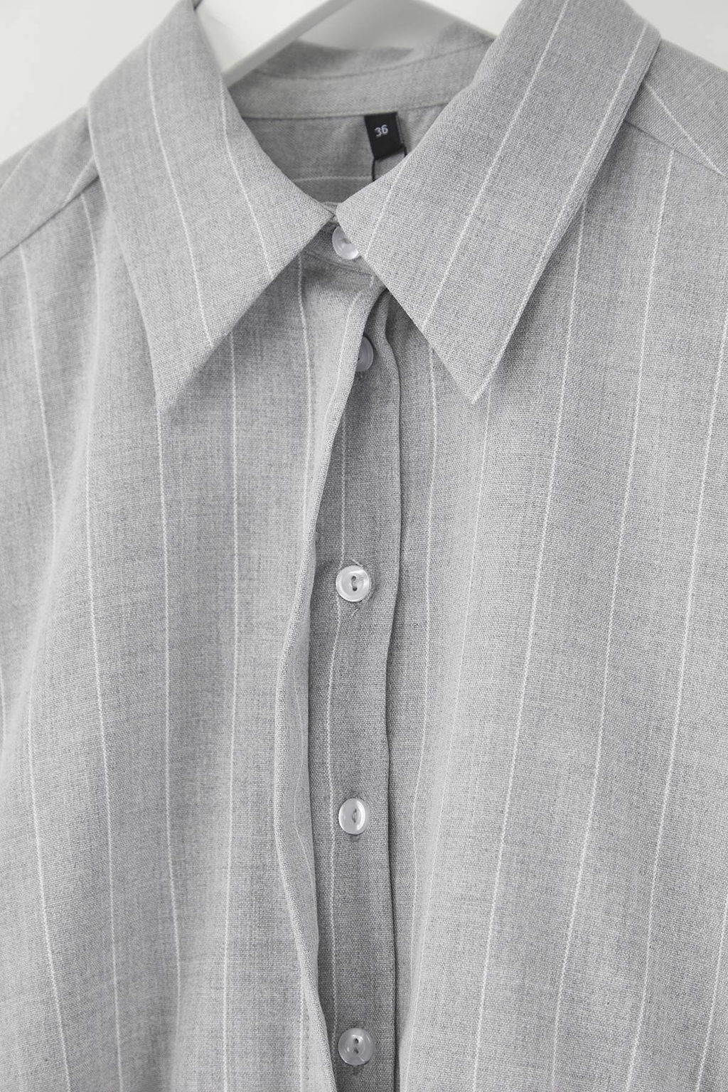 Limited Edition Gri Cizgili Poliviskon Drape Detayl? Vucuda Oturan Mini Dokuma Elbise TWOAW26EL00126