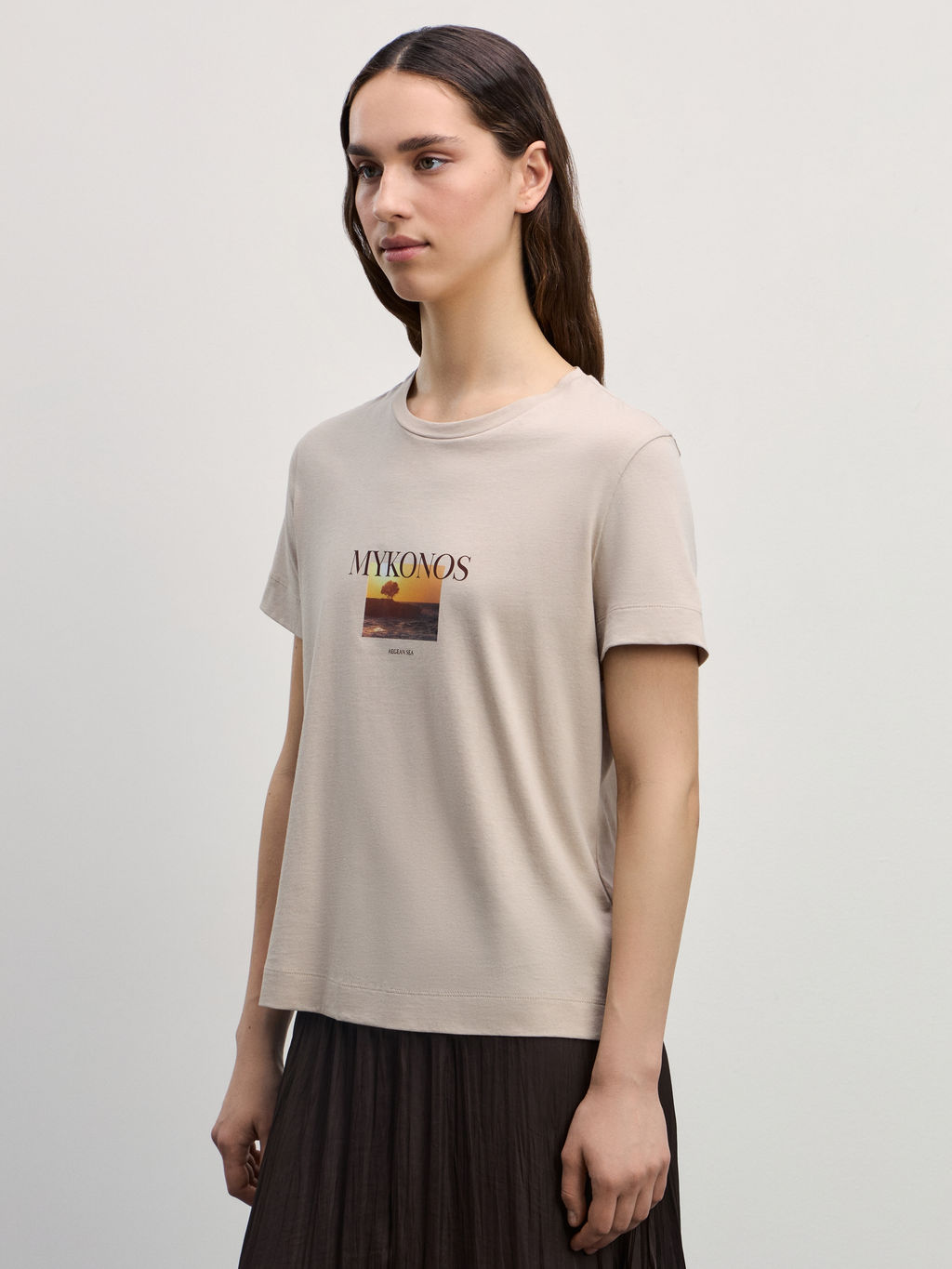 Футболка прямого кроя с принтом / Zarina  фото 4