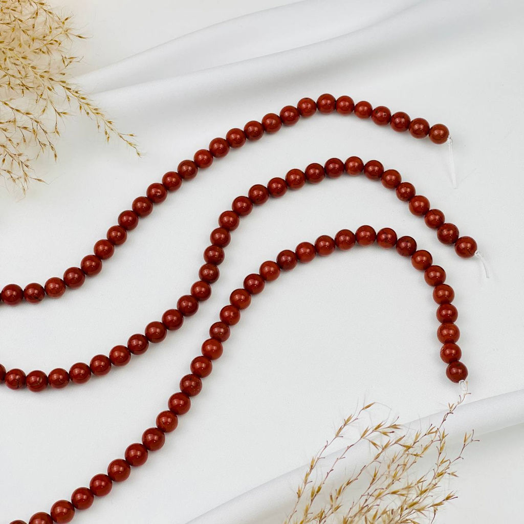 Бусины для украшений из кирпичной Яшмы (46 бусин)