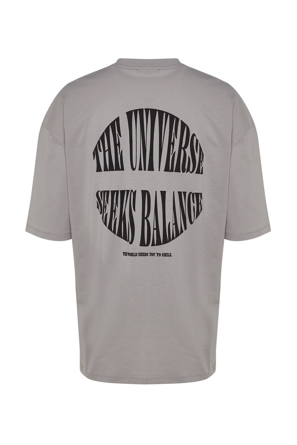 Trendyolmilla Man Gri Oversize Kabar?k Yaz? Bask?l? %100 Pamuklu T-Shirt TMNSS23TS00190  фото 11