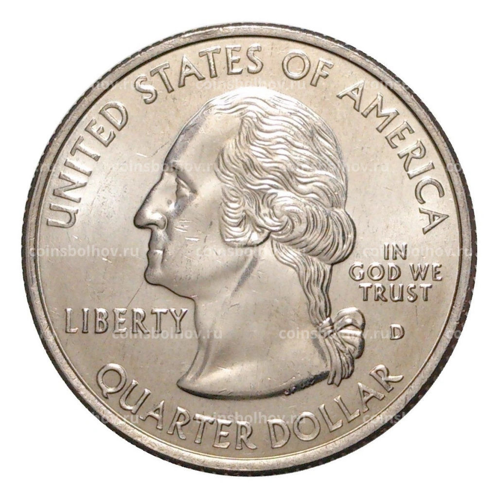Монета 25 центов (1/4 доллара) 2004 года D США Штаты и территории Техас