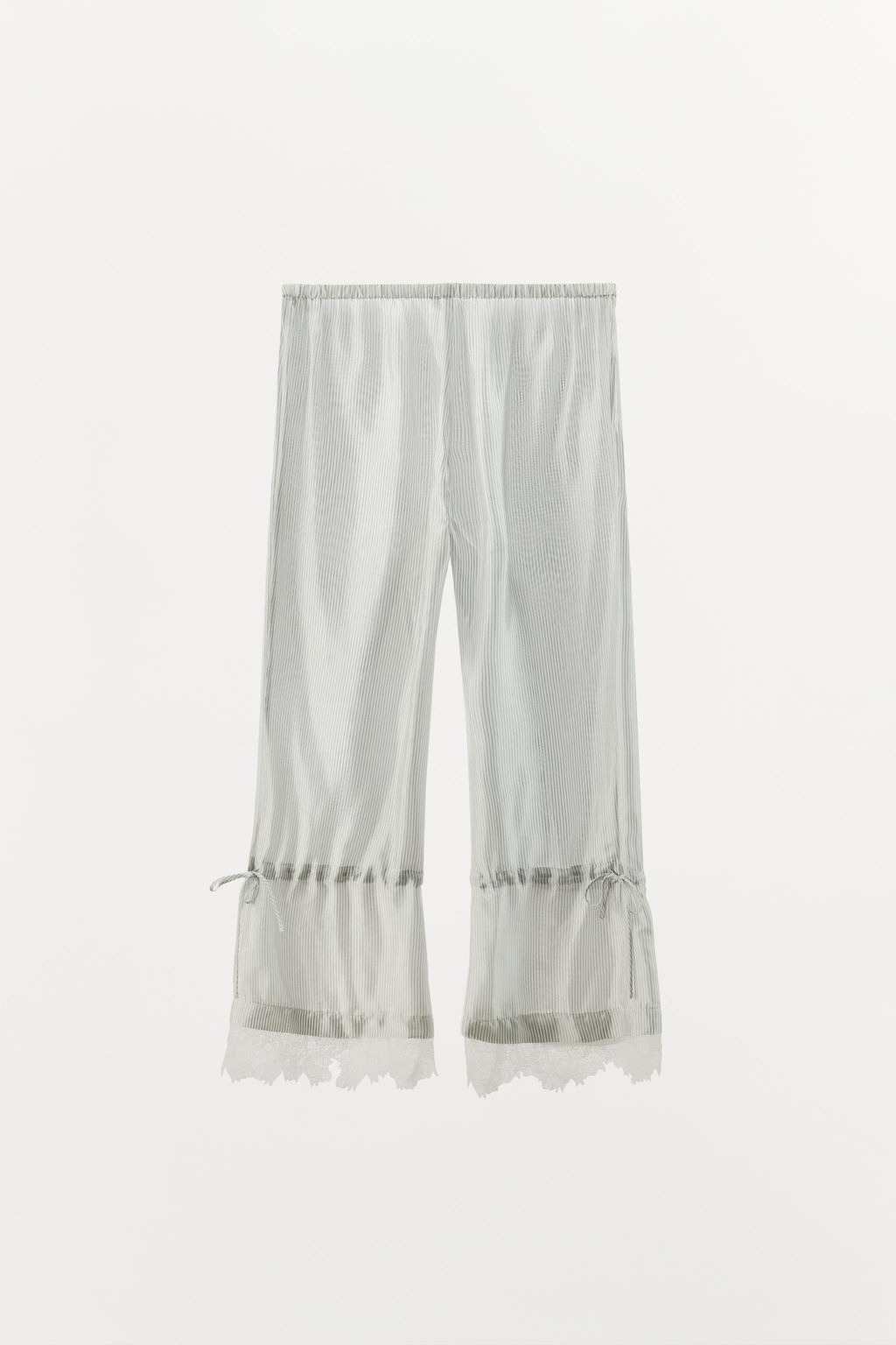 PANTAL?N CAPRI RAYAS ENCAJE / Crudo / Beige - Zara фото 7
