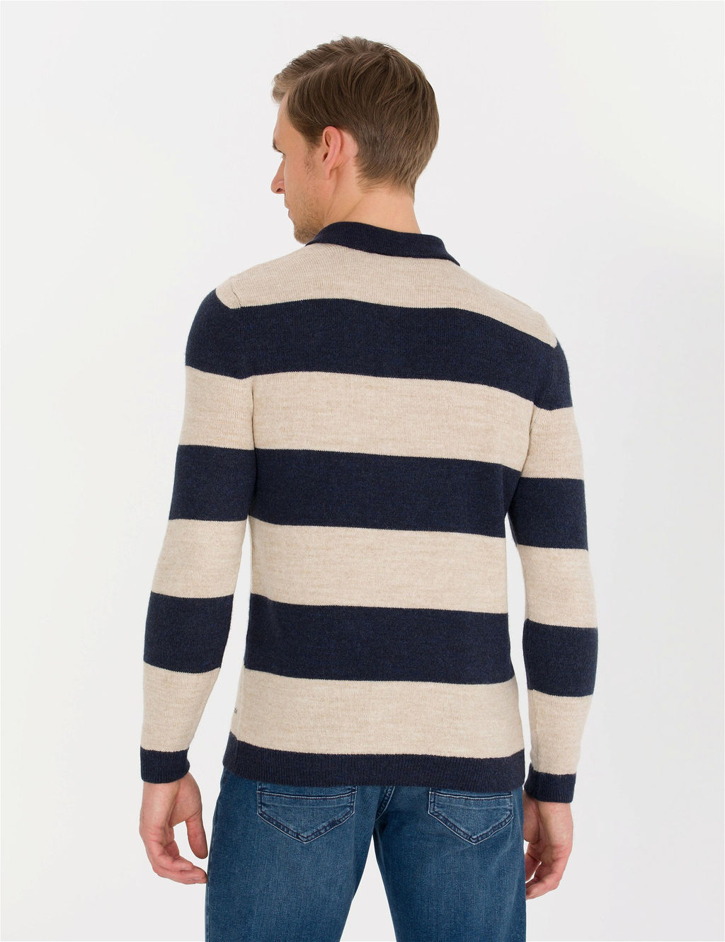 Lacivert Slim Fit D__meli Polo Yaka Triko Kazak - Pierre cardin фото 5