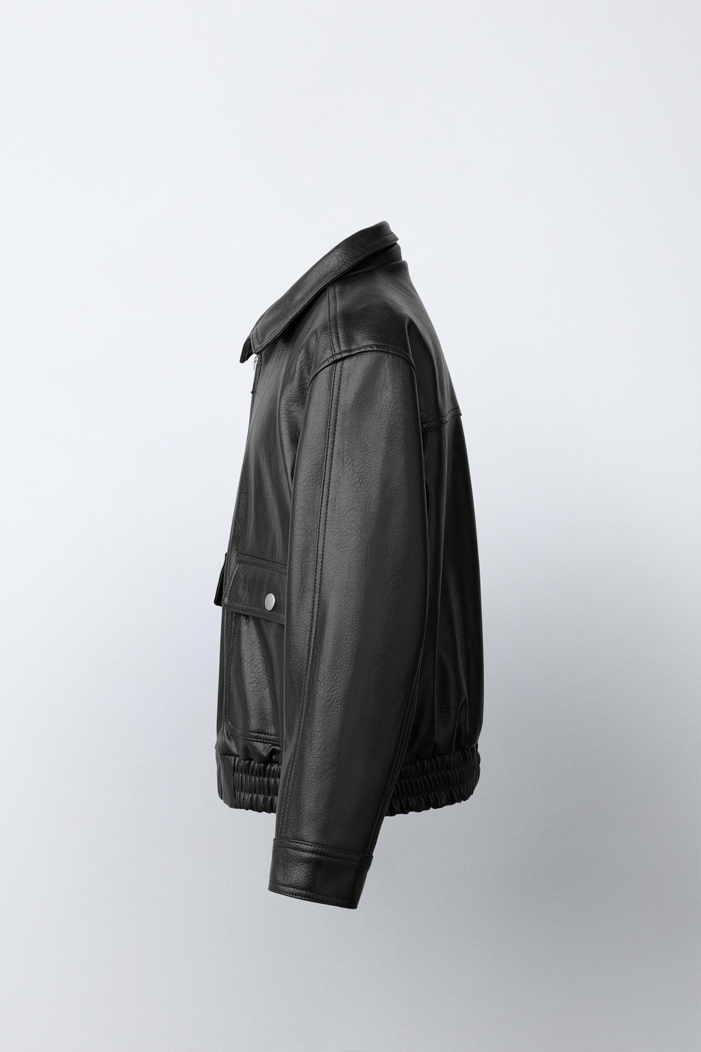 CAZADORA EFECTO PIEL BOLSILLOS / Negro