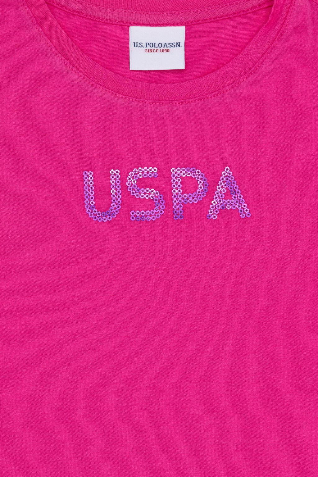 Футболка цвета фуксии с круглым вырезом для девочек - U.s. polo assn фото 9