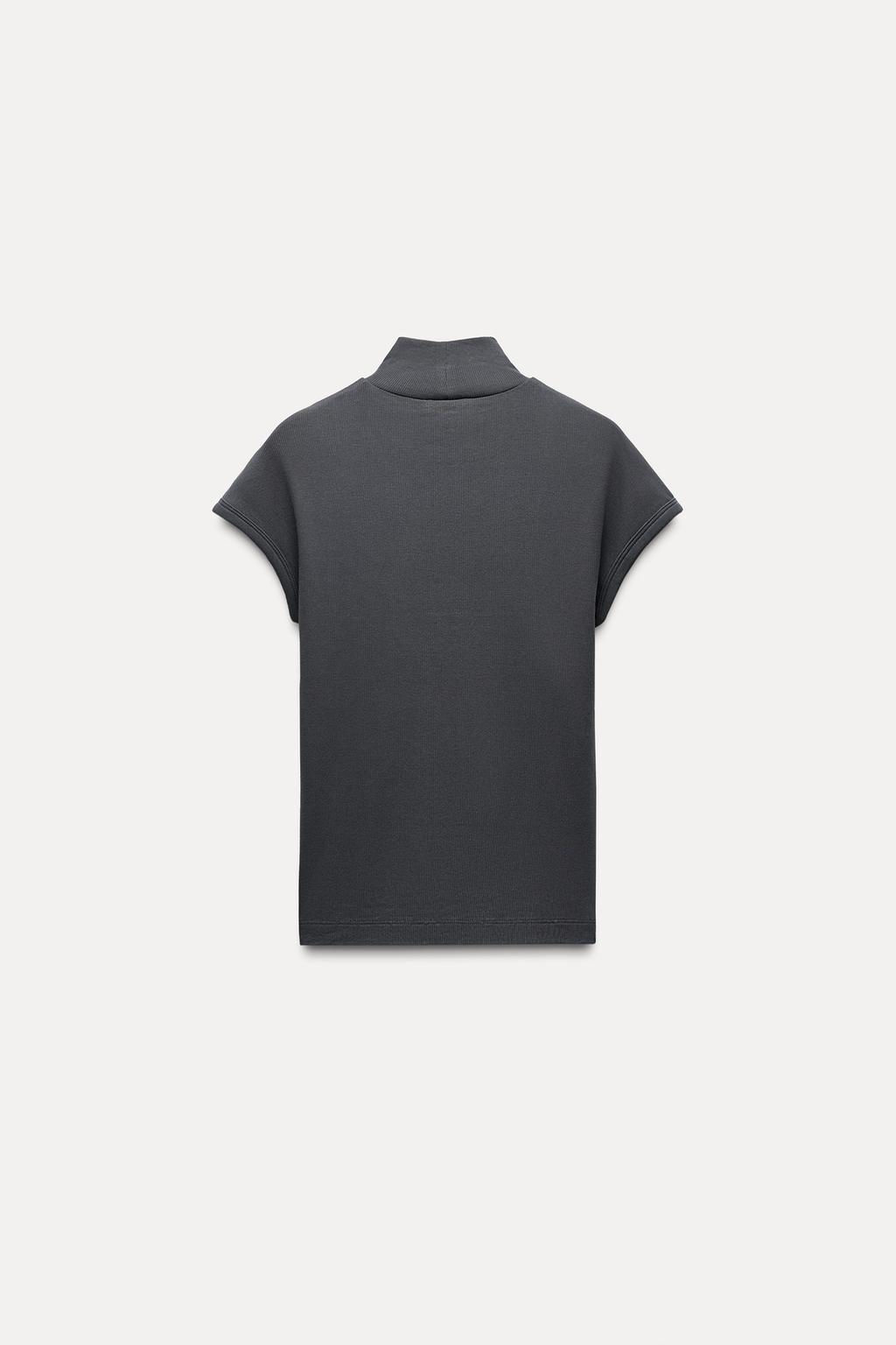 RIBBED HIGH NECK T-SHIRT - Zara фото 8