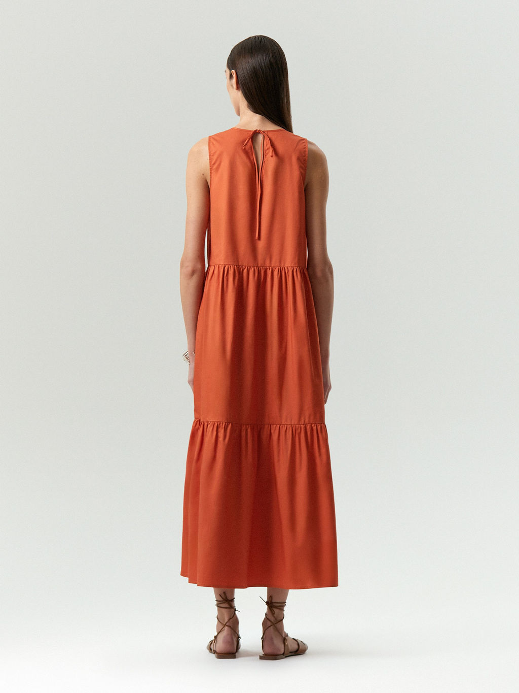 Платье миди из 100% хлопка, Платье PL1677/signal