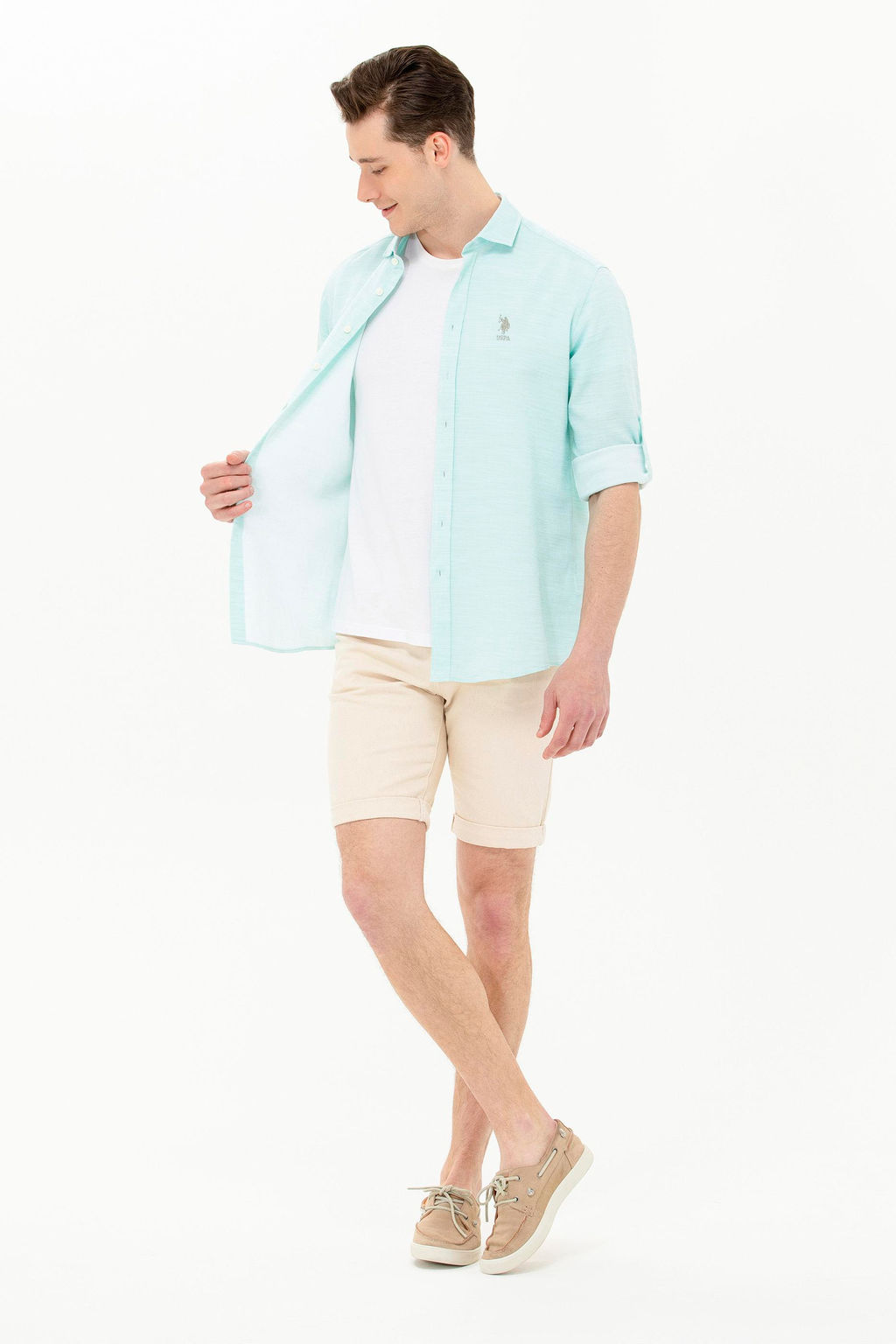 Мужская мятная рубашка с длинным рукавом - U.s. polo assn фото 17