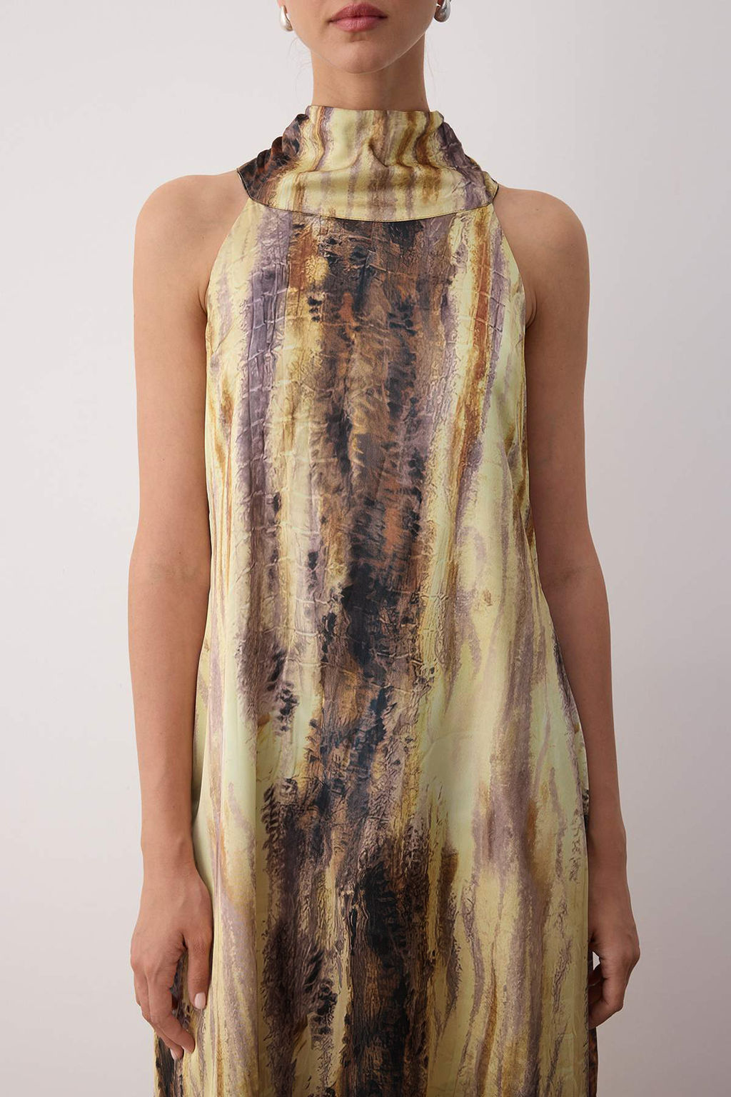 Sar? Batik Desenli Shift Rahat Kesim Saten Dokuma Elbise TWOSS25EL00880 - Trendyolmilla фото 7