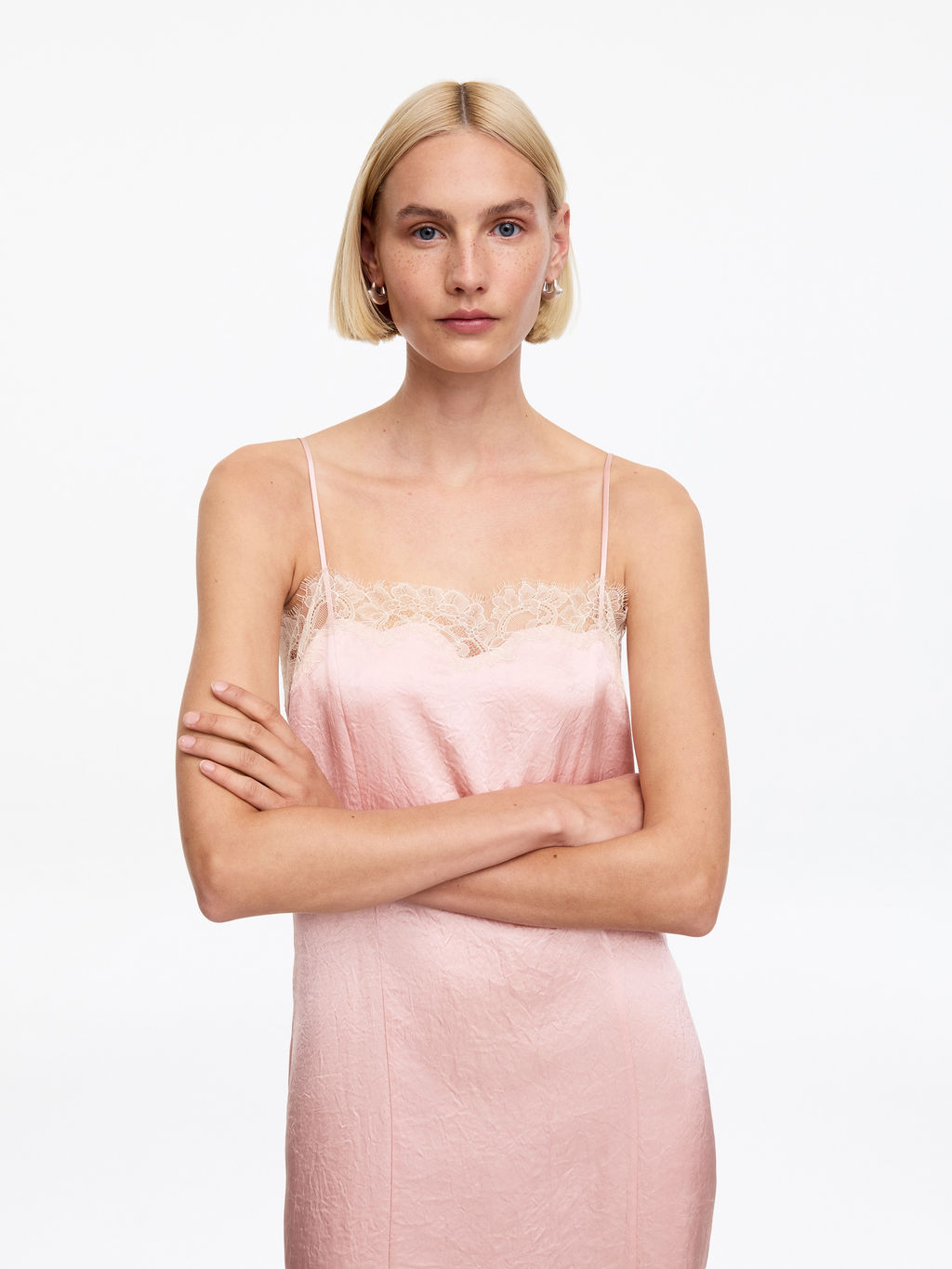 Vestido lencero con ribete de encaje - H&m фото 5