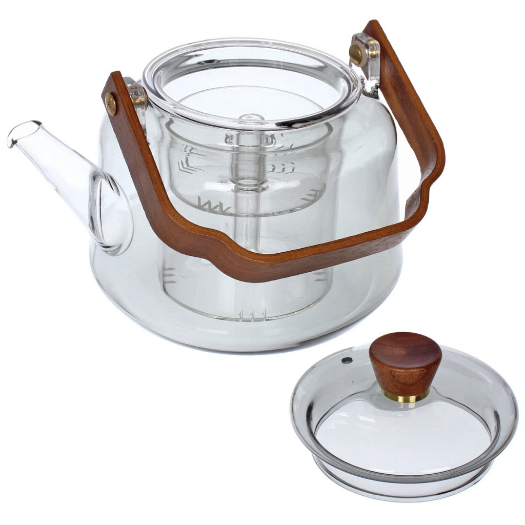 Чайник заварочный стеклянный 1000мл "Хай-Тек" с двойным ситом