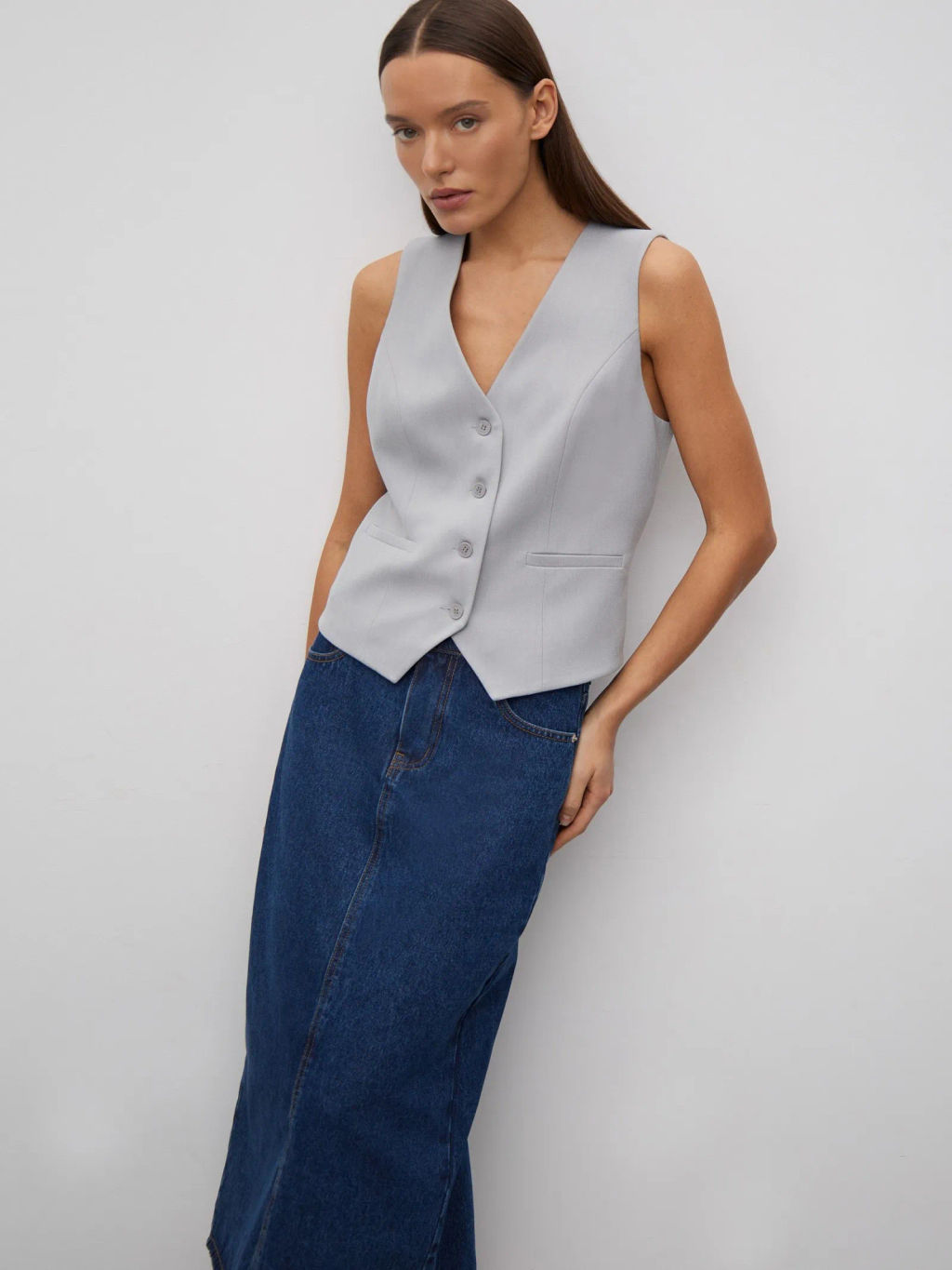 ЕМКА / Джинсовая юбка с высокой посадкой - Emka фото 2