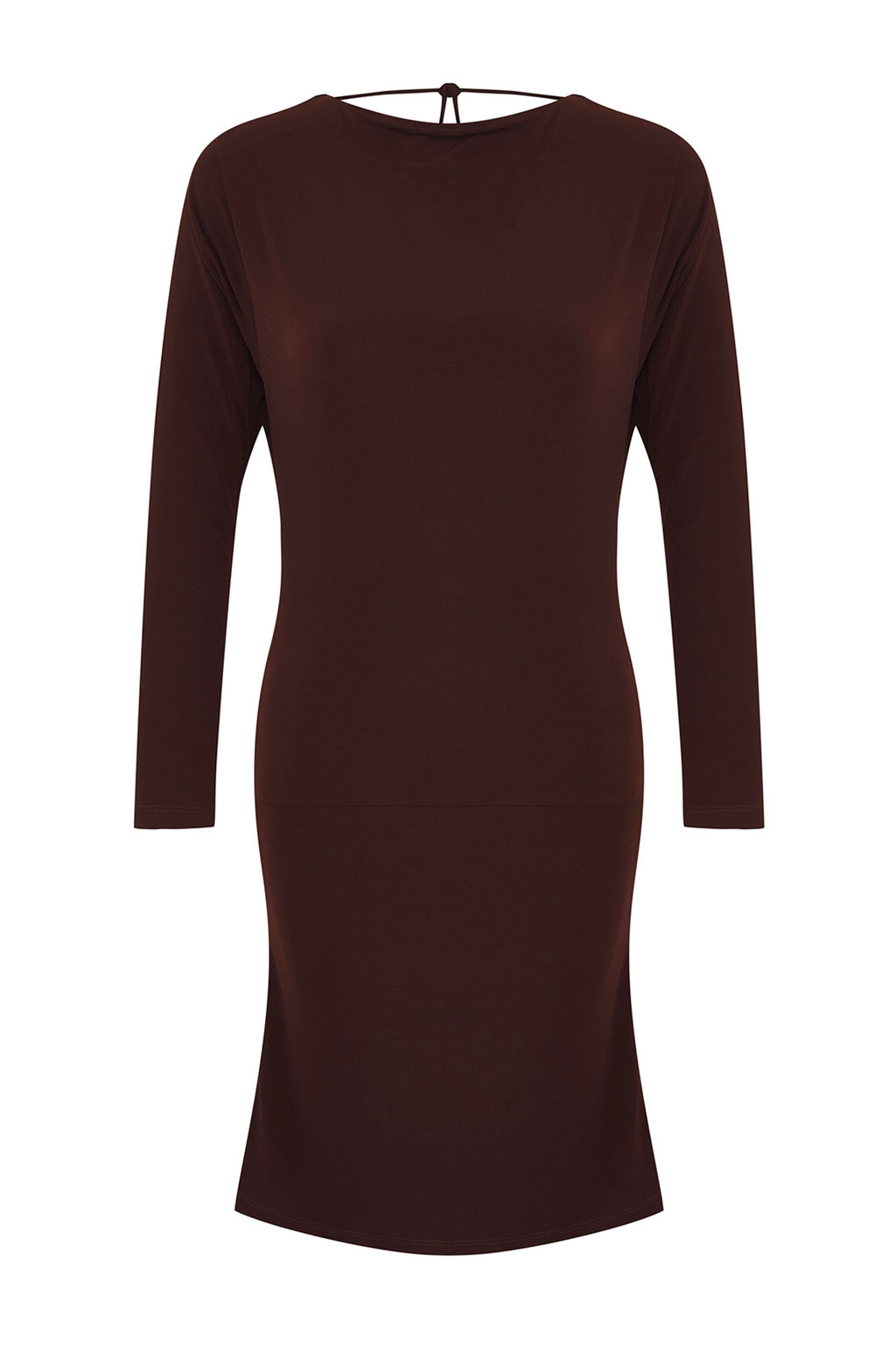 Limited Edition Kahverengi S?rt Dekolteli Mini Bodycon Uzun Kollu Esnek Orme Elbise TWOAW26EL00124 - Trendyolmilla фото 6