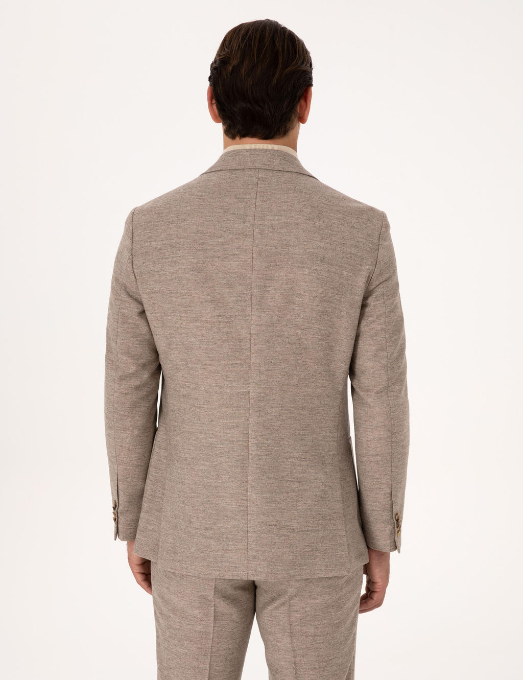 Bej Slim Fit Y_n Ka_mir Kar___ml_ Mikro Desenli Ceket - Cacharel фото 5