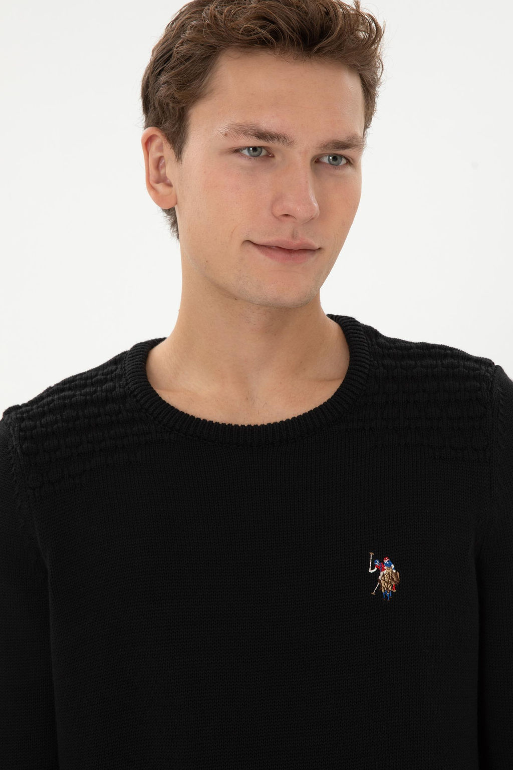 Erkek Slim Fit Bisiklet Yaka Siyah Kazak - U.s. polo assn фото 2