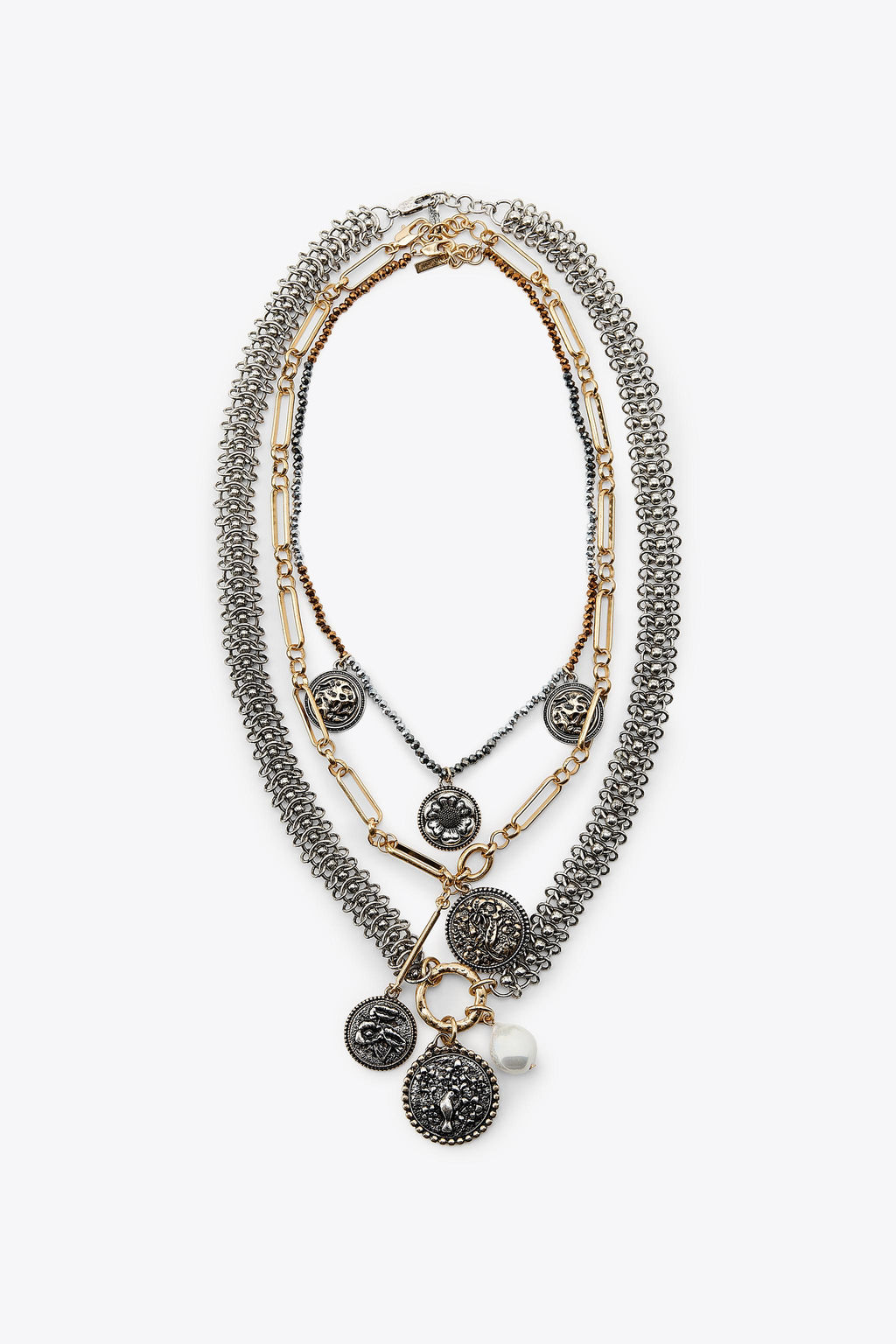 3-PACK OF CHAIN MEDALLION NECKLACES