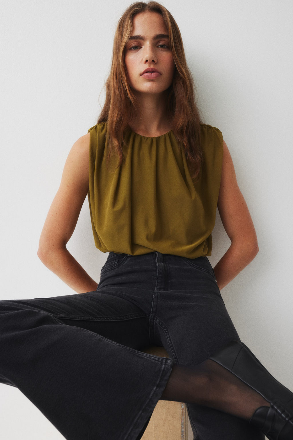 Top de malla drapeado - H&m фото 3