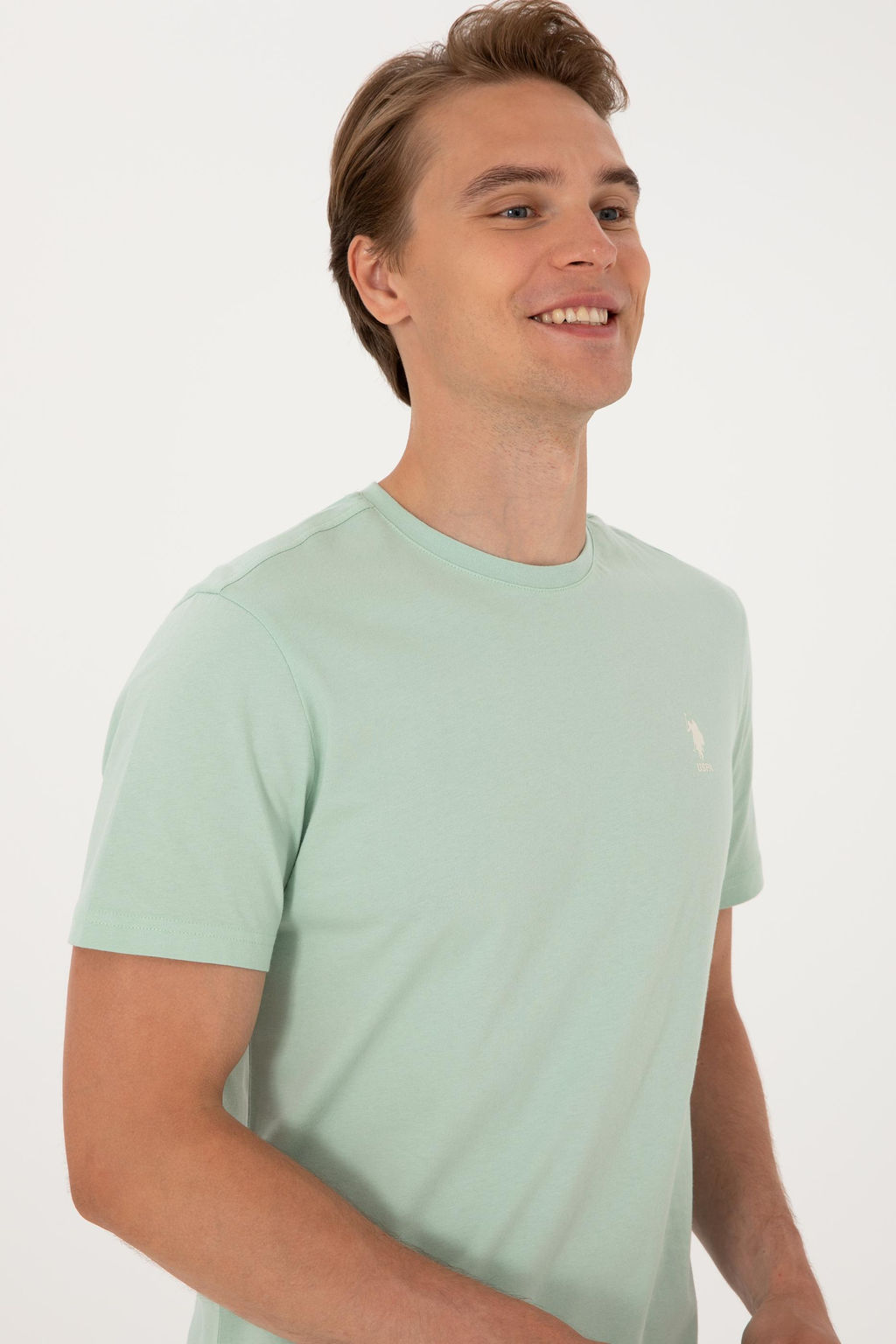 Erkek Regular Fit Bisiklet Yaka Su Ye_ili Ti__rt Sepette S_rpriz _ndirim - U.s. polo assn фото 2